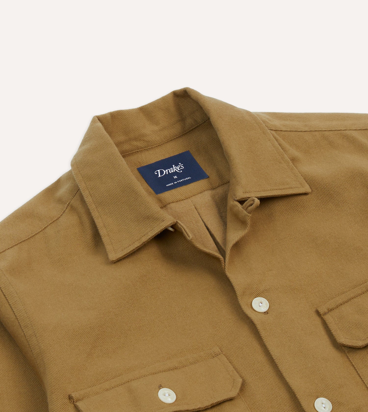 Sand Brushed Cotton Twill Two-Pocket Camp Collar Work Shirt