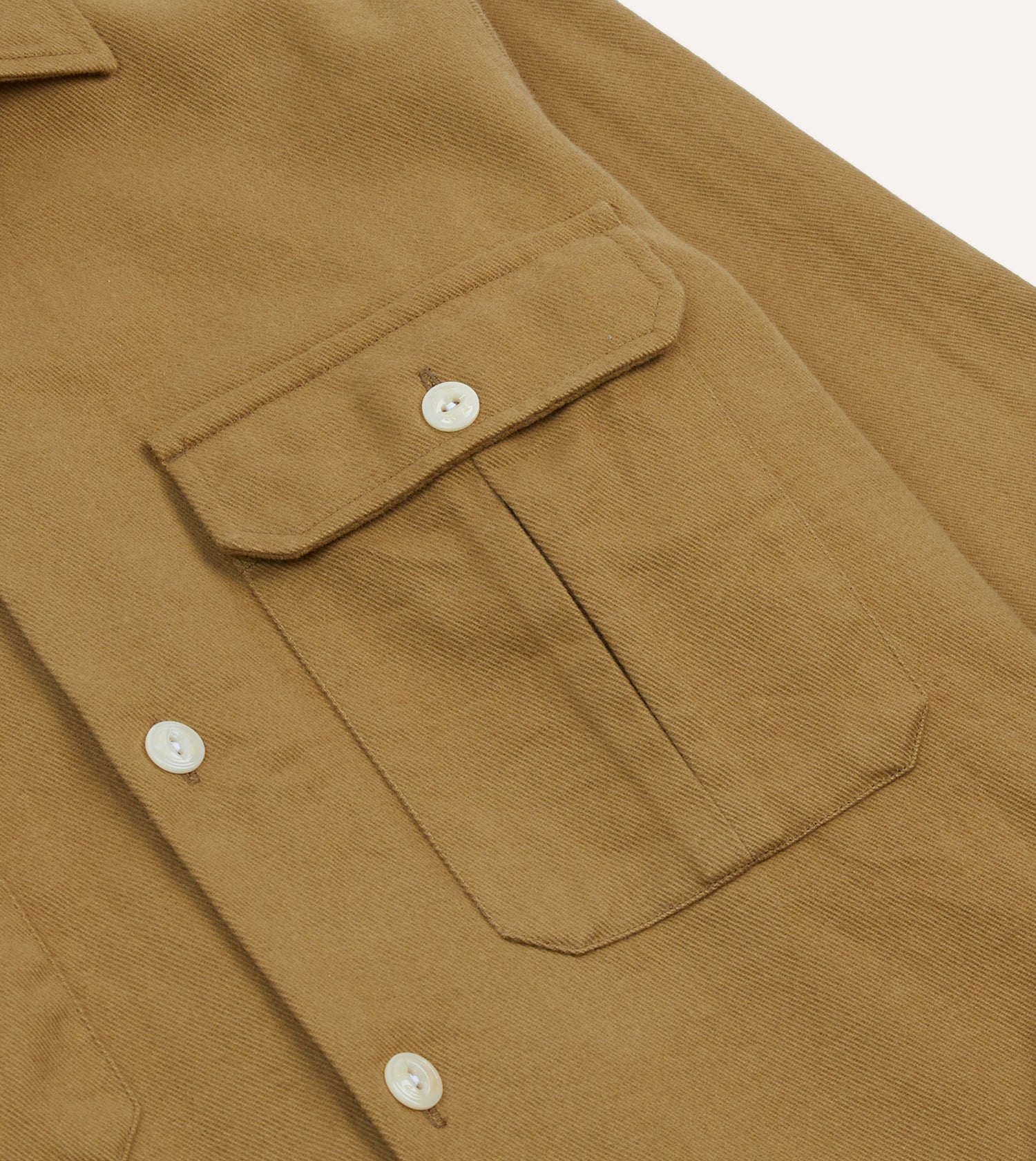 Sand Brushed Cotton Twill Two-Pocket Camp Collar Work Shirt