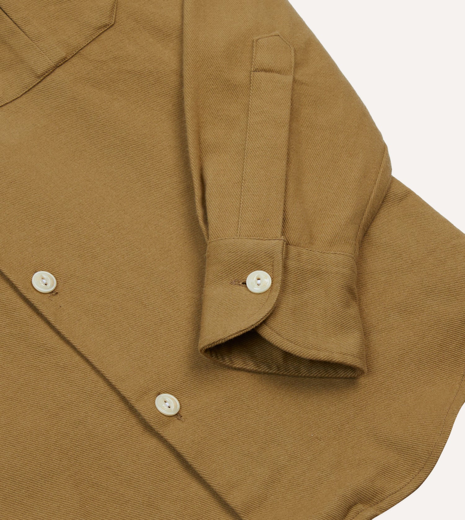 Sand Brushed Cotton Twill Two-Pocket Camp Collar Work Shirt