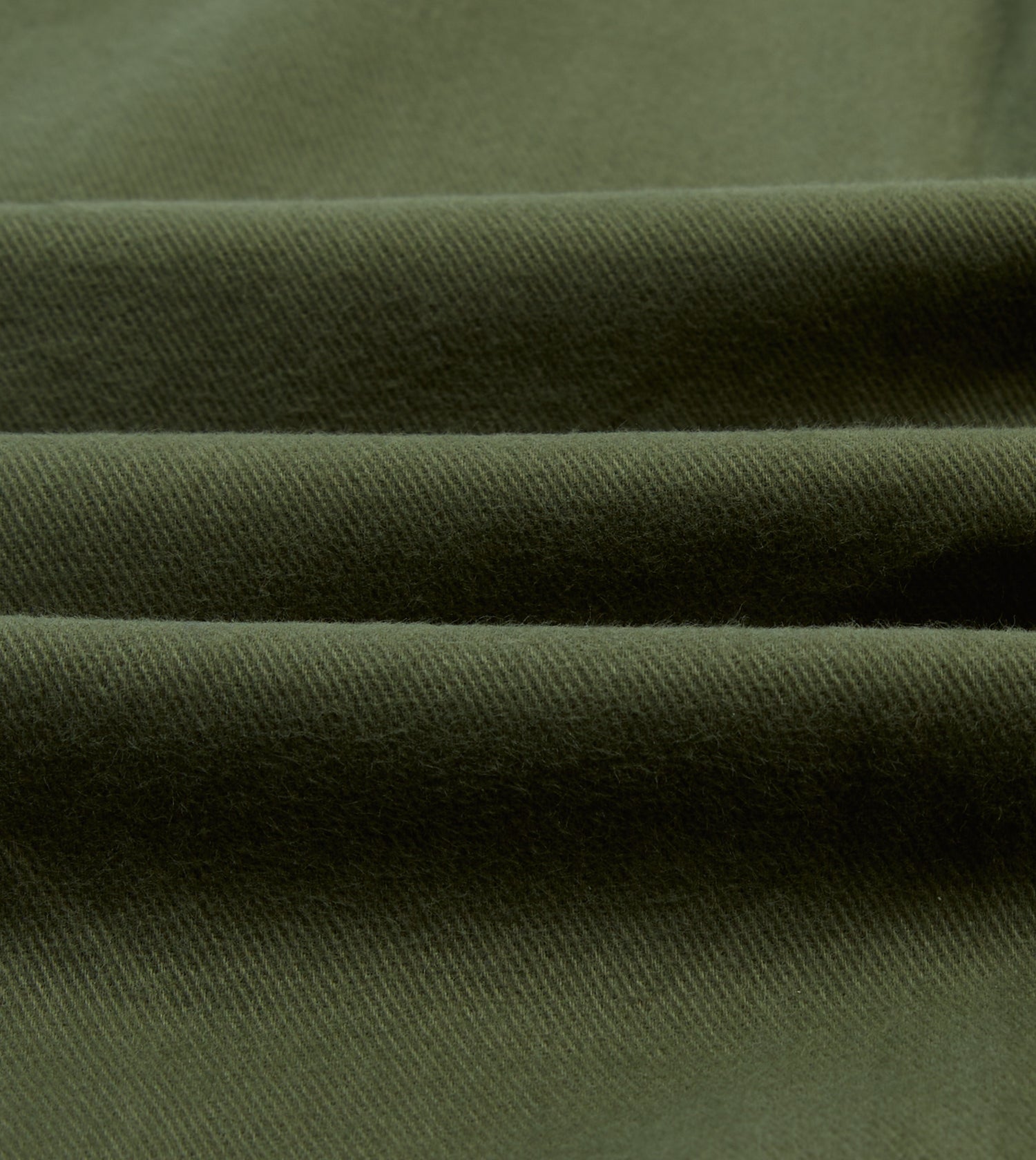 Olive Brushed Cotton Twill Two-Pocket Camp Collar Work Shirt