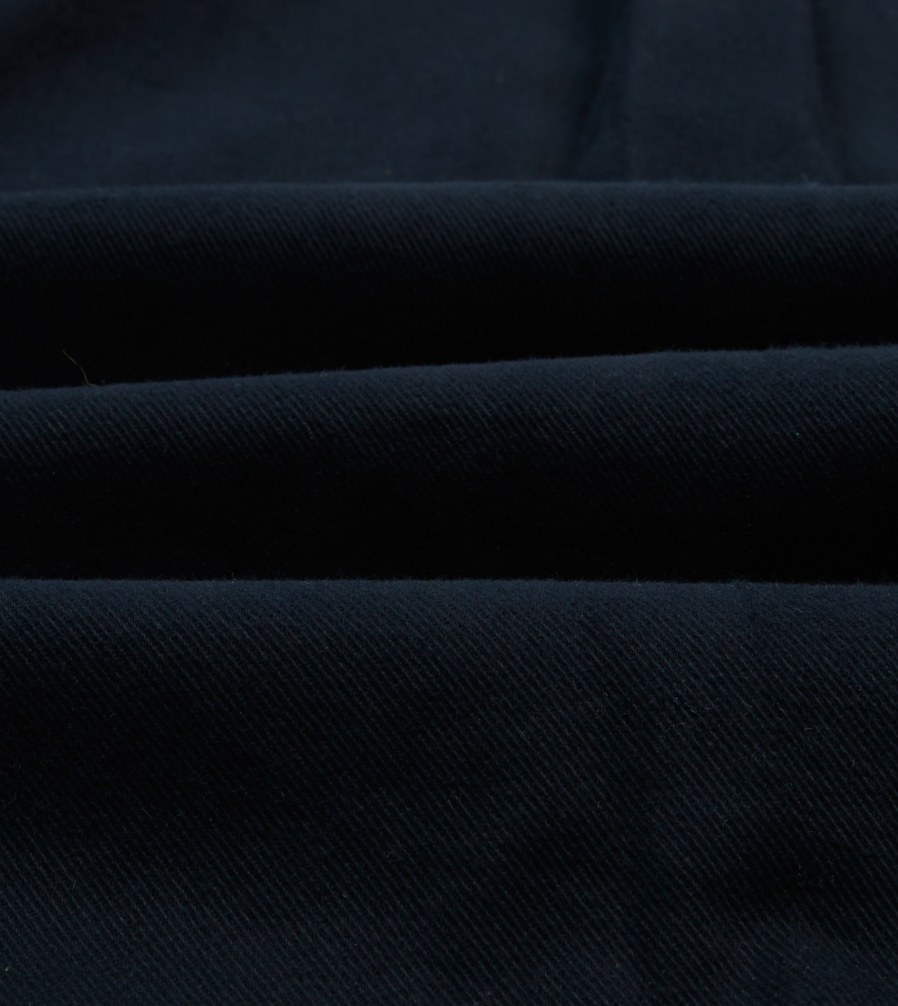 Navy Brushed Cotton Twill Two-Pocket Camp Collar Work Shirt