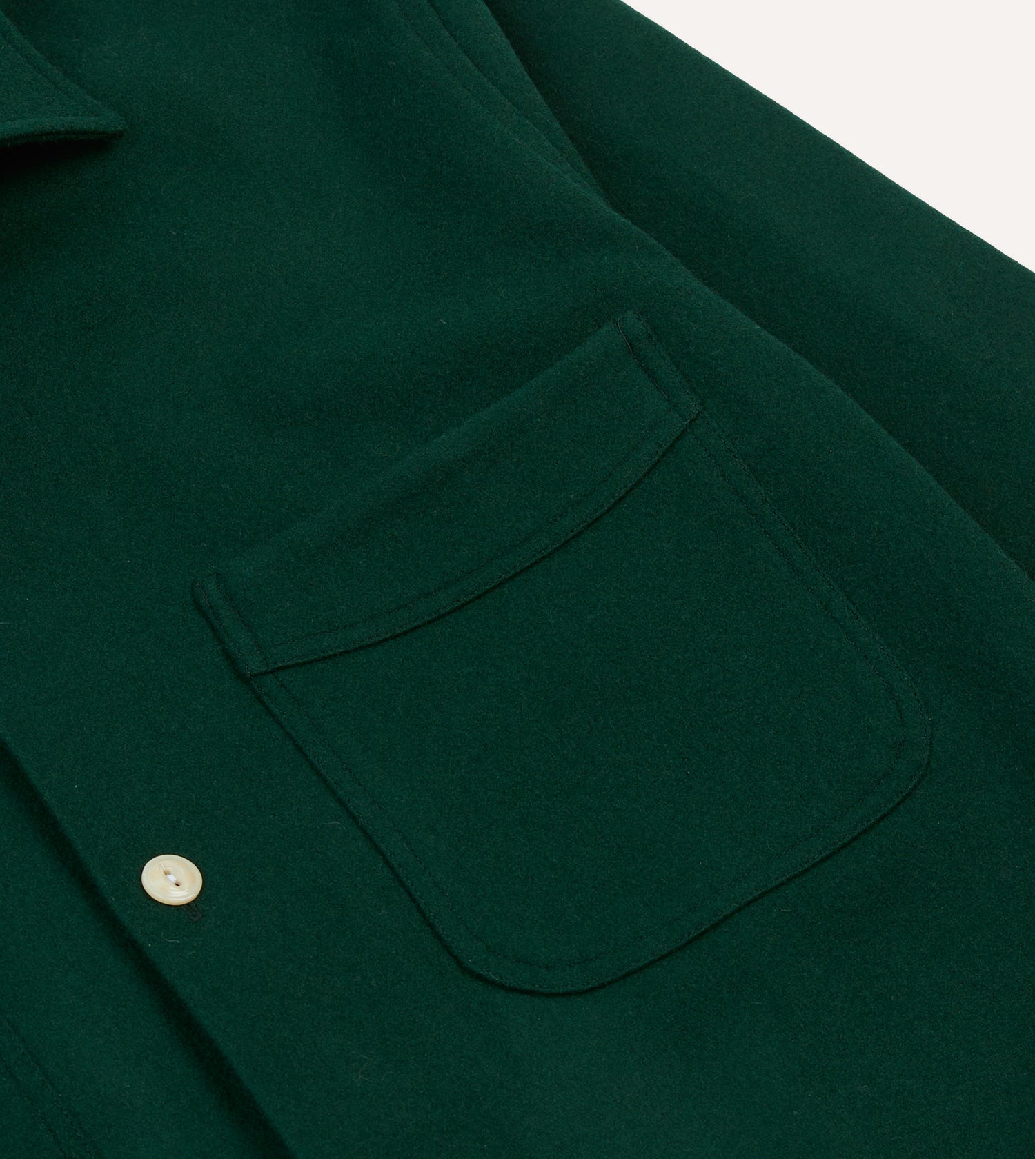 Green Wool Four-Pocket Camp Collar Work Shirt
