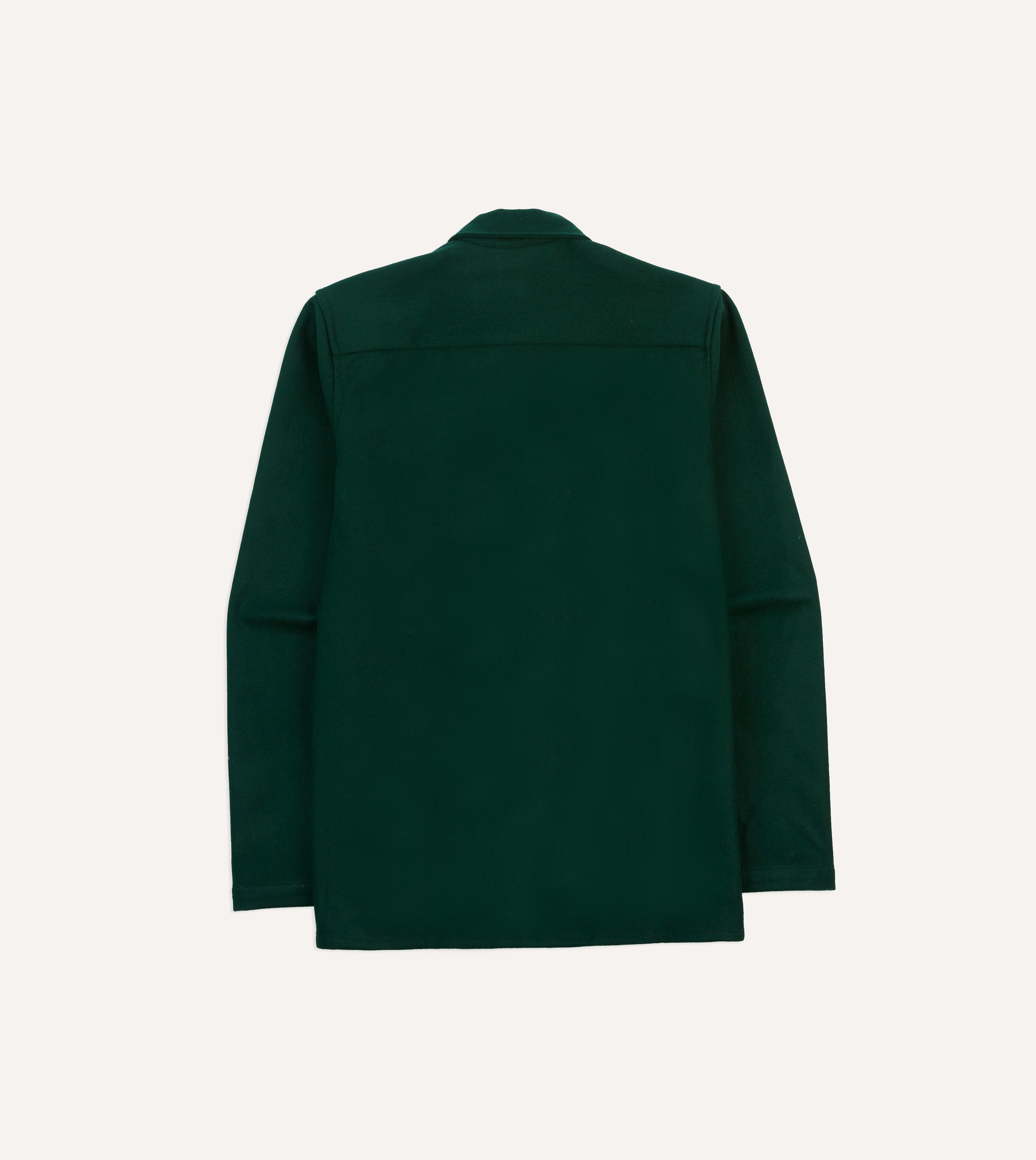 Green Wool Four-Pocket Camp Collar Work Shirt