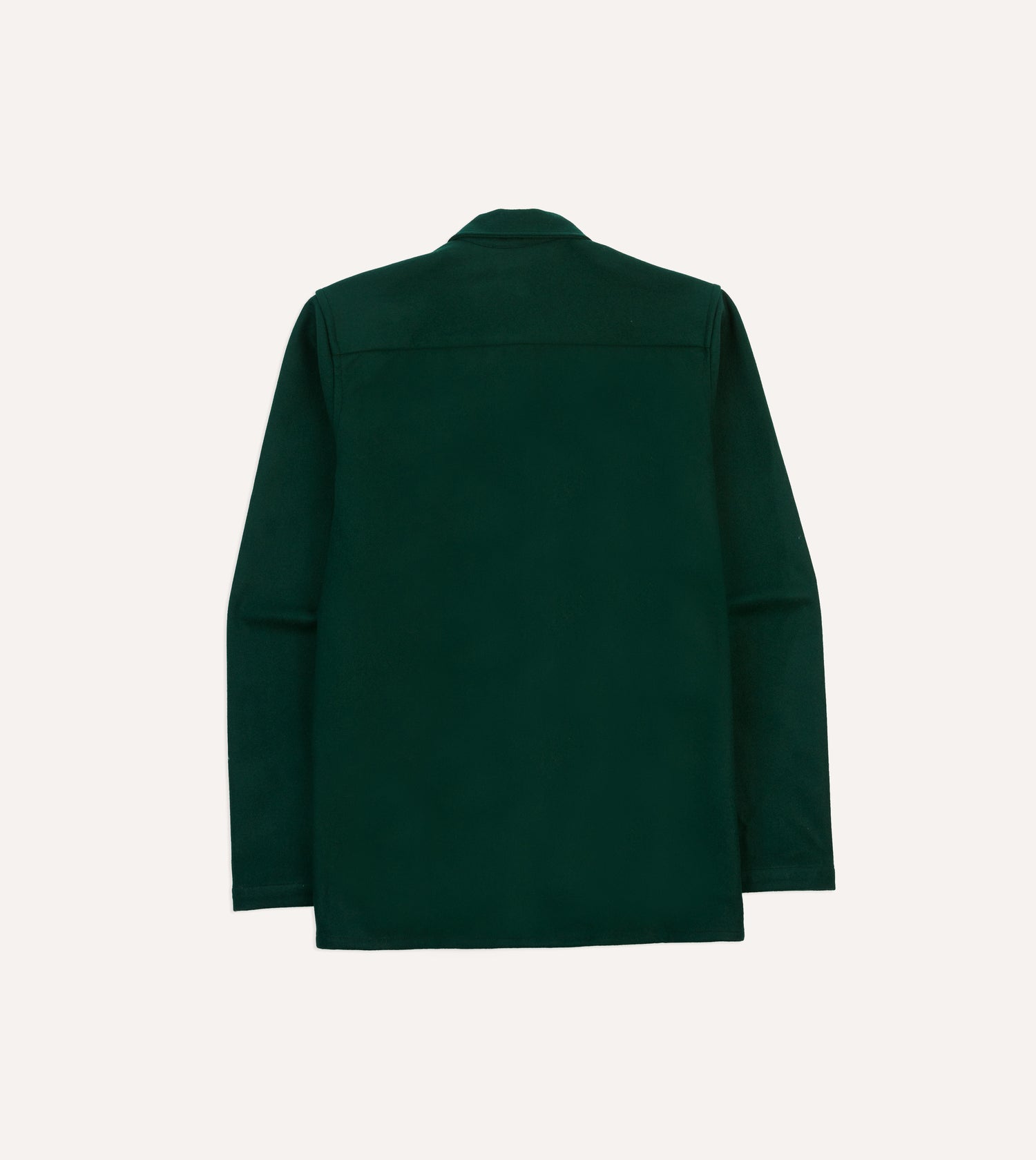 Green Wool Four-Pocket Camp Collar Work Shirt