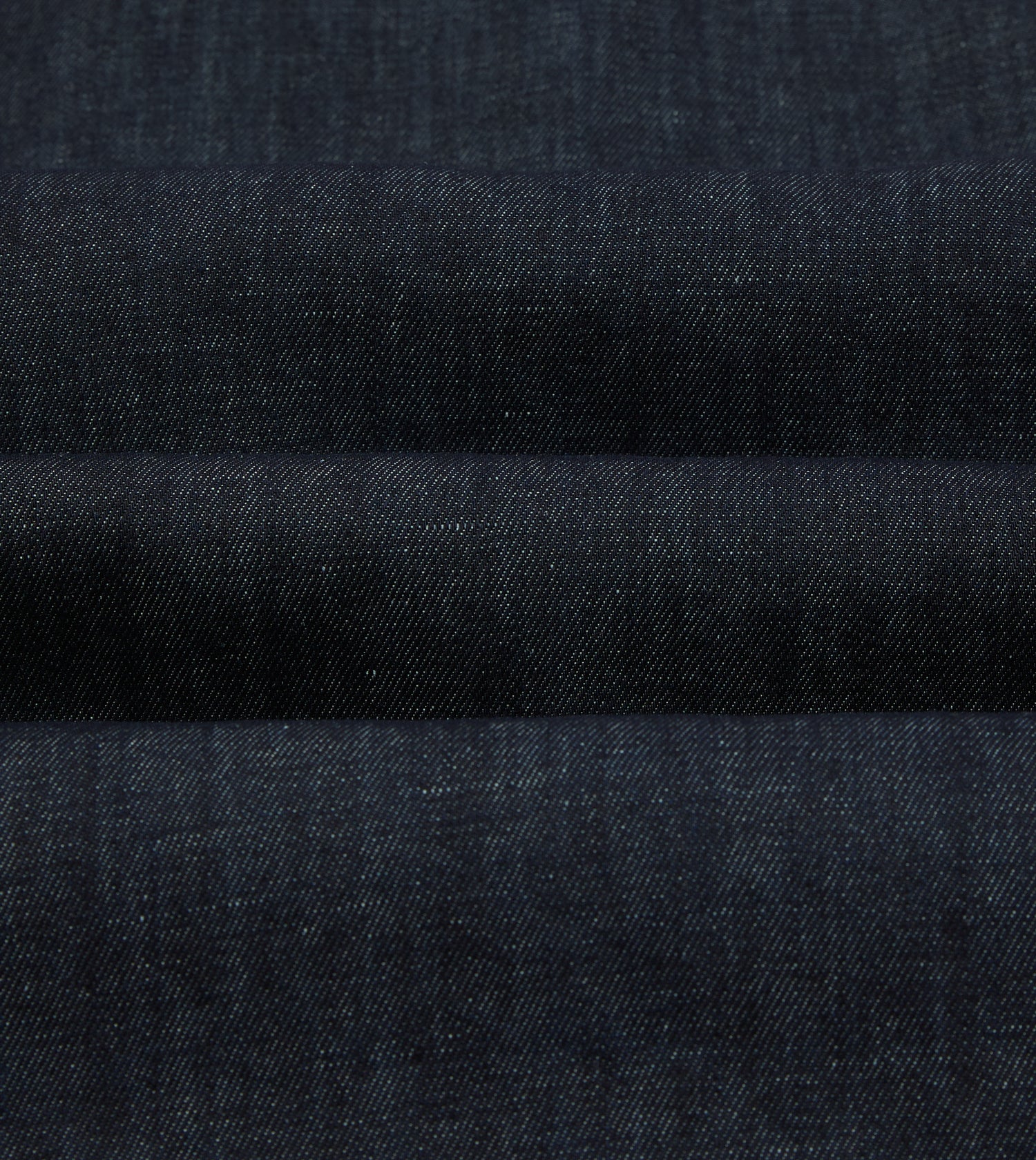 Navy Cotton-Hemp Denim Camp Collar Work Shirt