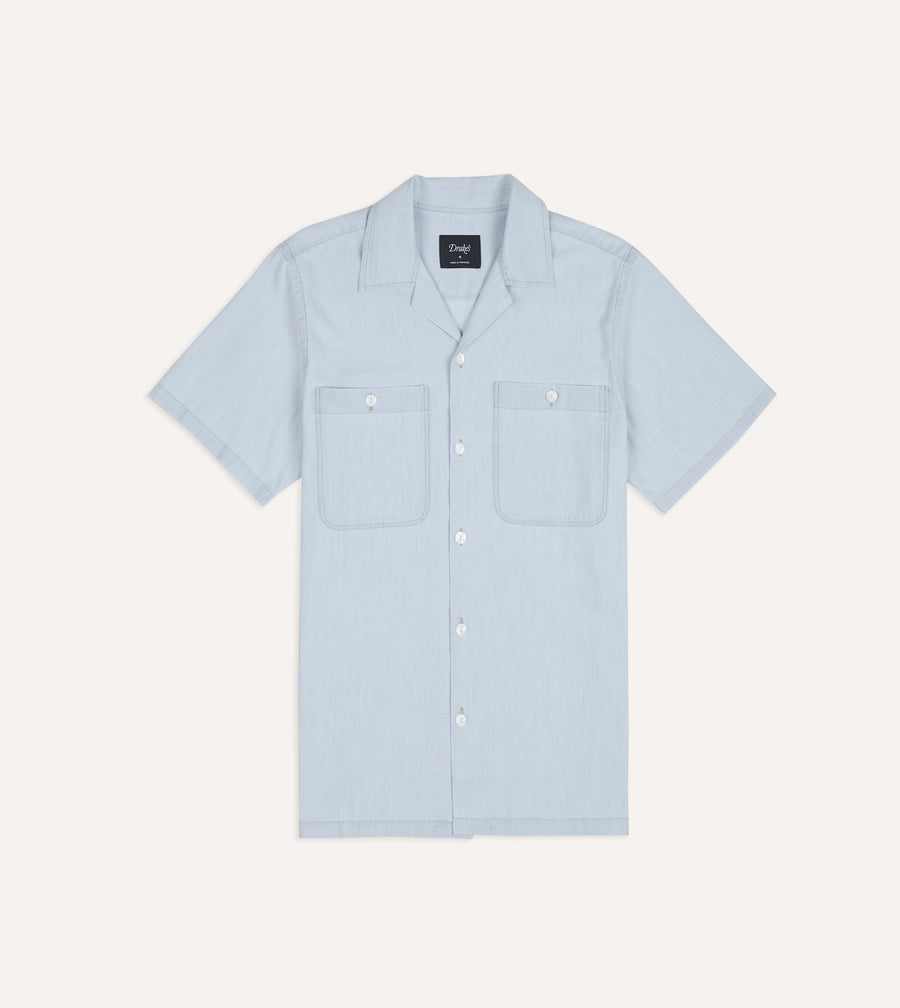 Blue Chambay Short Sleeve Camp Collar Shirt
