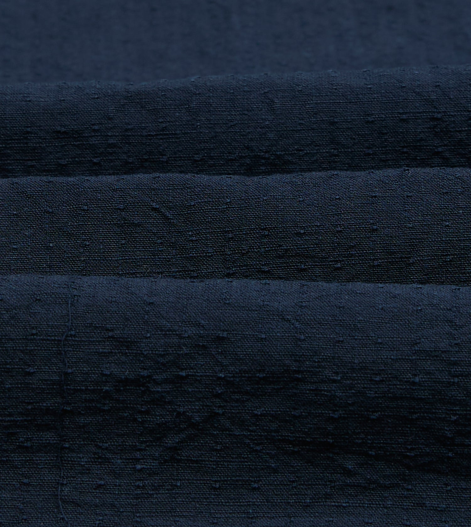 Navy Cotton-Linen Camp Collar Three Pocket Short Sleeve Shirt