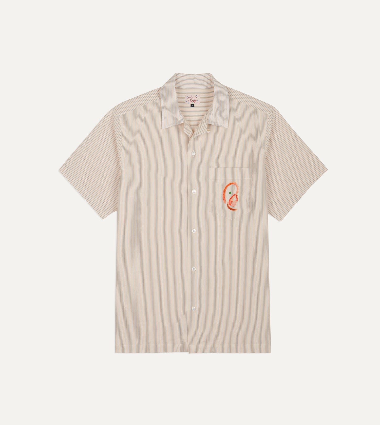 Mayumi Y. for Drake’s Stripe Cotton Camp Collar Short Sleeve Shirt