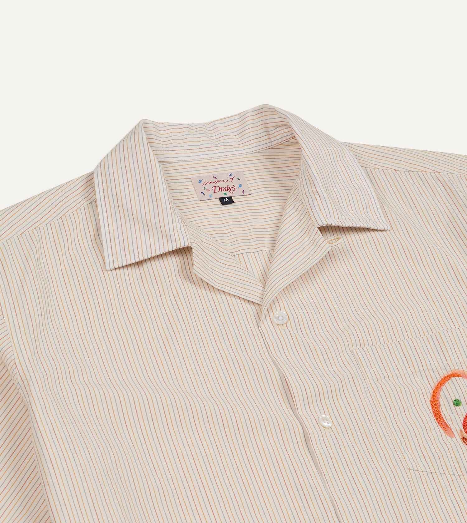 Mayumi Y. for Drake’s Stripe Cotton Camp Collar Short Sleeve Shirt