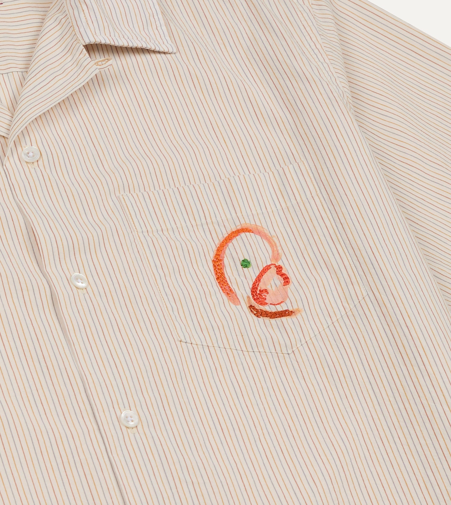 Mayumi Y. for Drake’s Stripe Cotton Camp Collar Short Sleeve Shirt