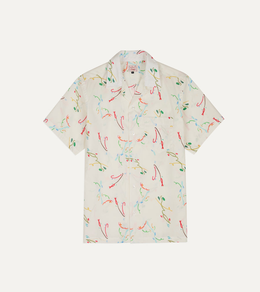 Mayumi Y. for Drake’s Print Cotton Camp Collar Short Sleeve Shirt