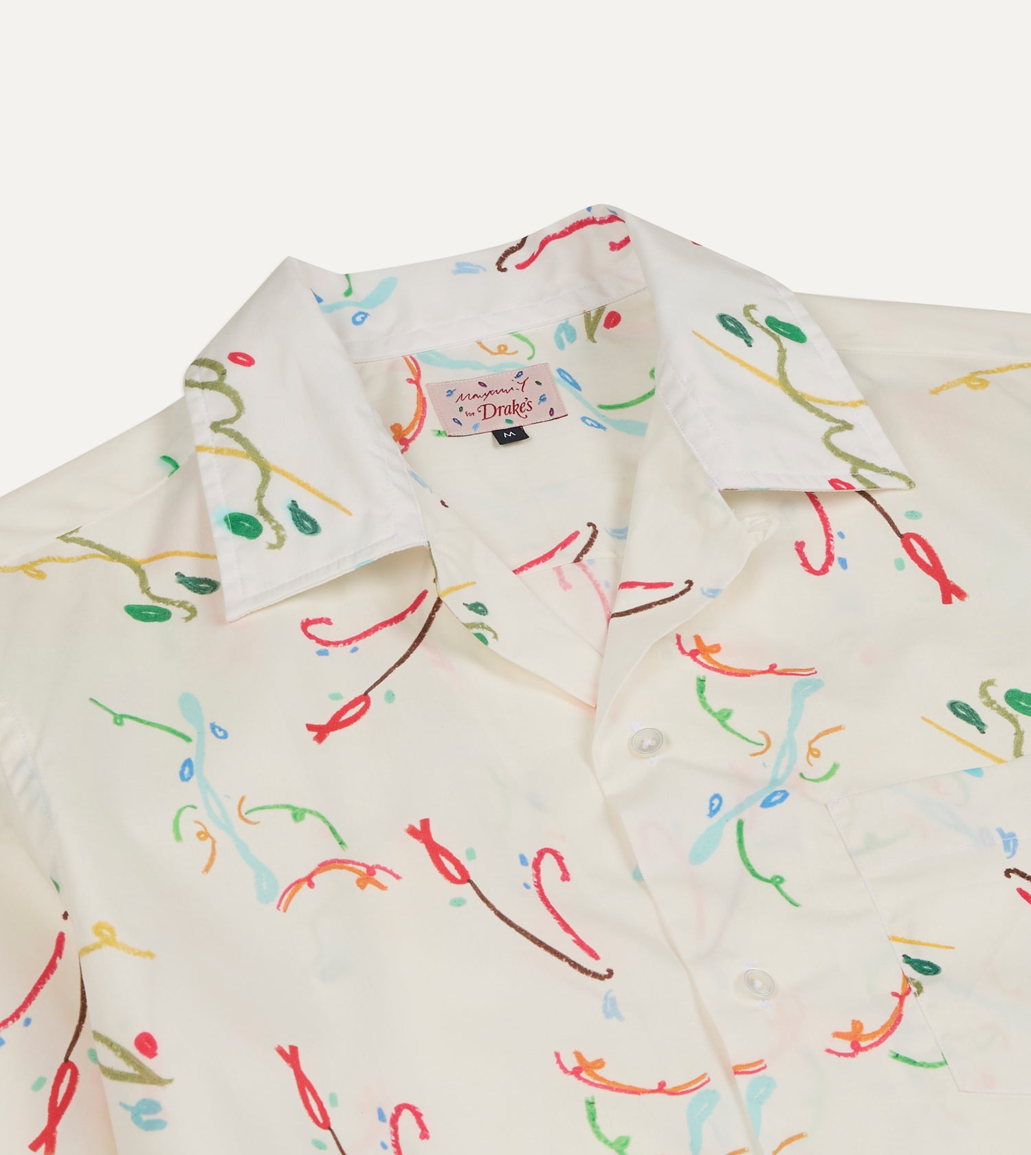 Mayumi Y. for Drake’s Print Cotton Camp Collar Short Sleeve Shirt