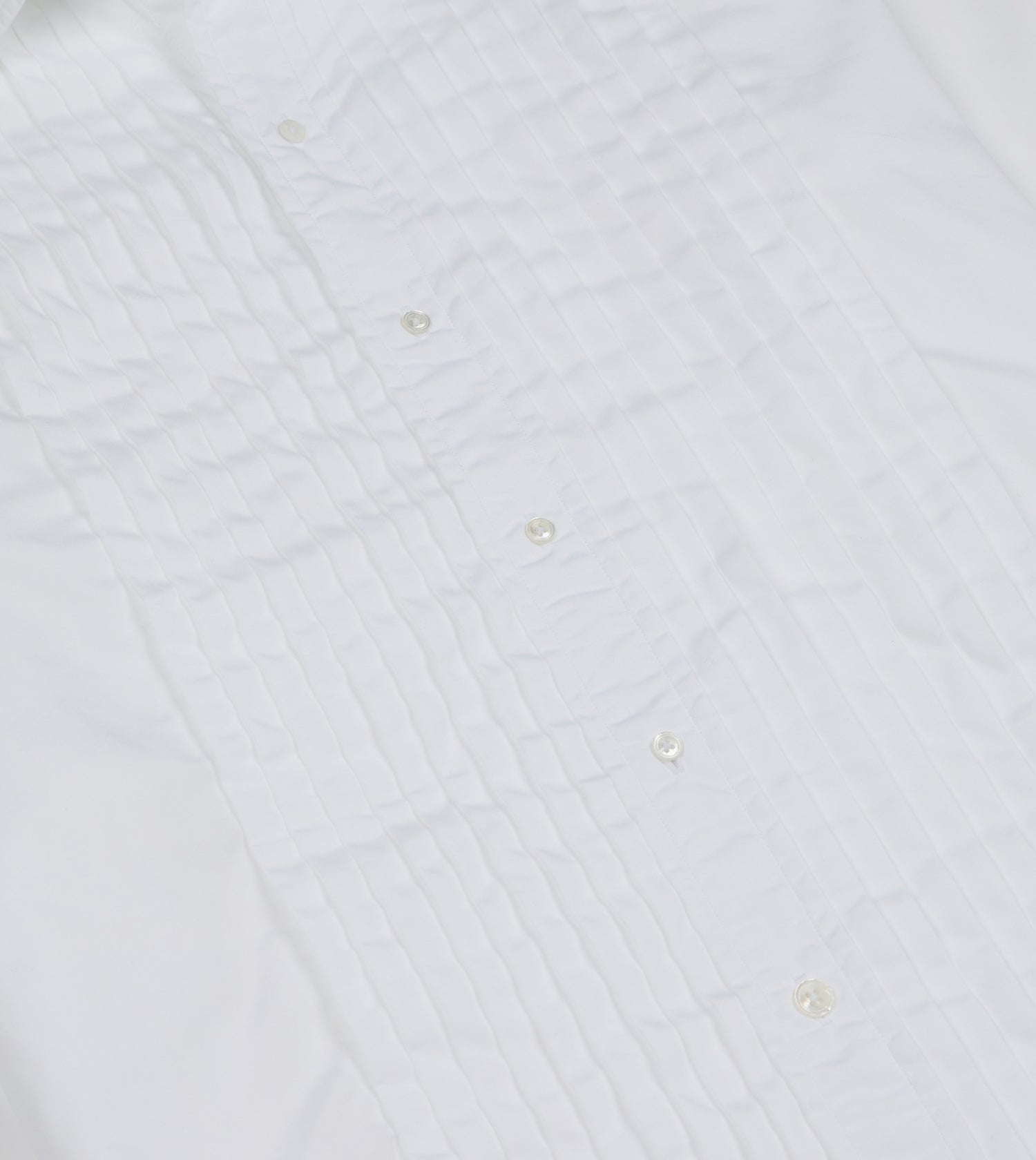 White Cotton Pleated Bib Front Dinner Shirt