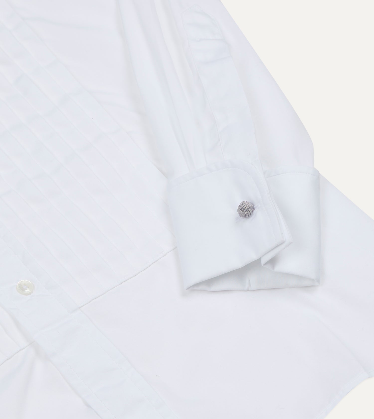White Cotton Pleated Bib Front Dinner Shirt
