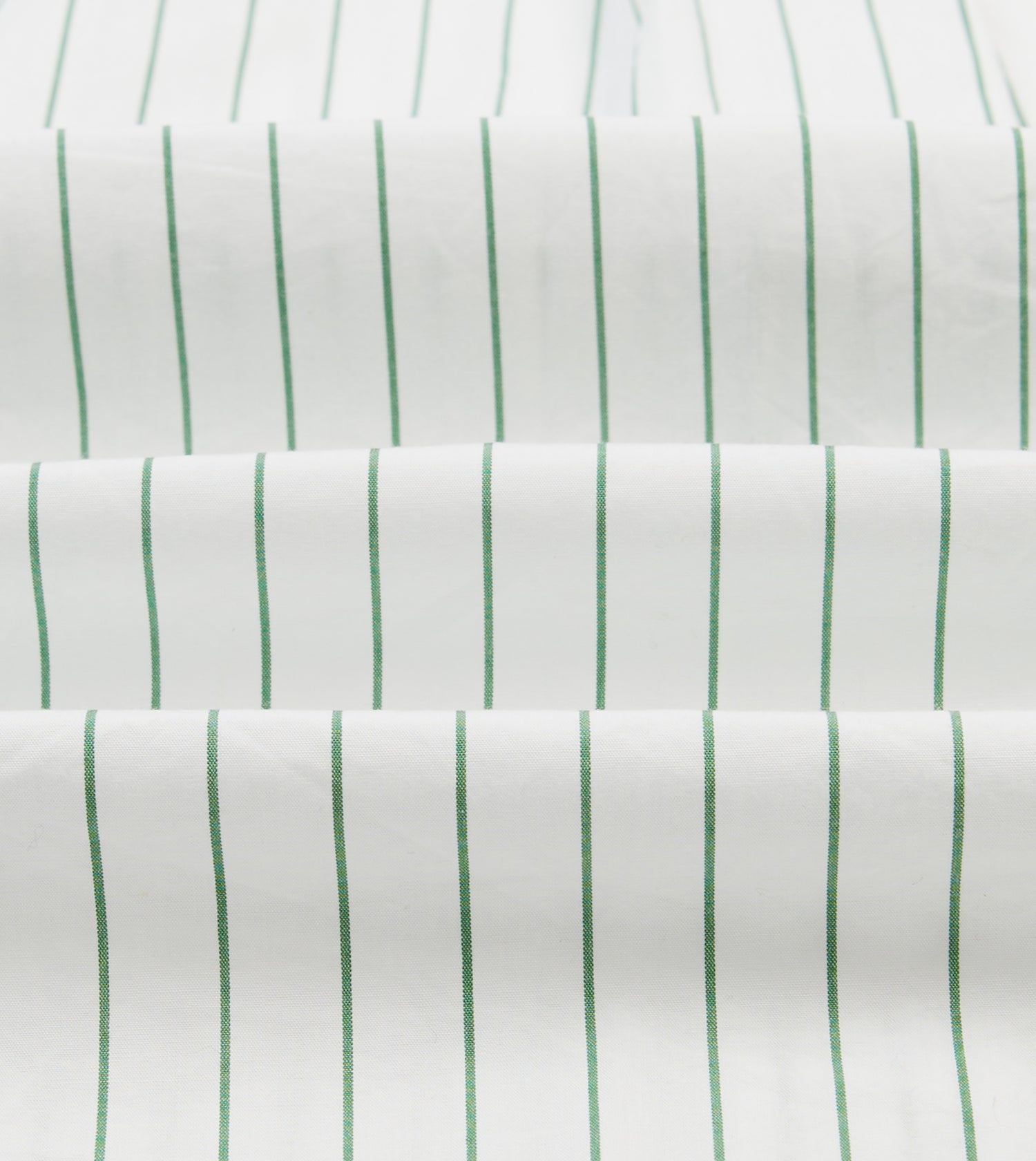 Green Pencil Stripe Cotton Long Point Collar Shirt