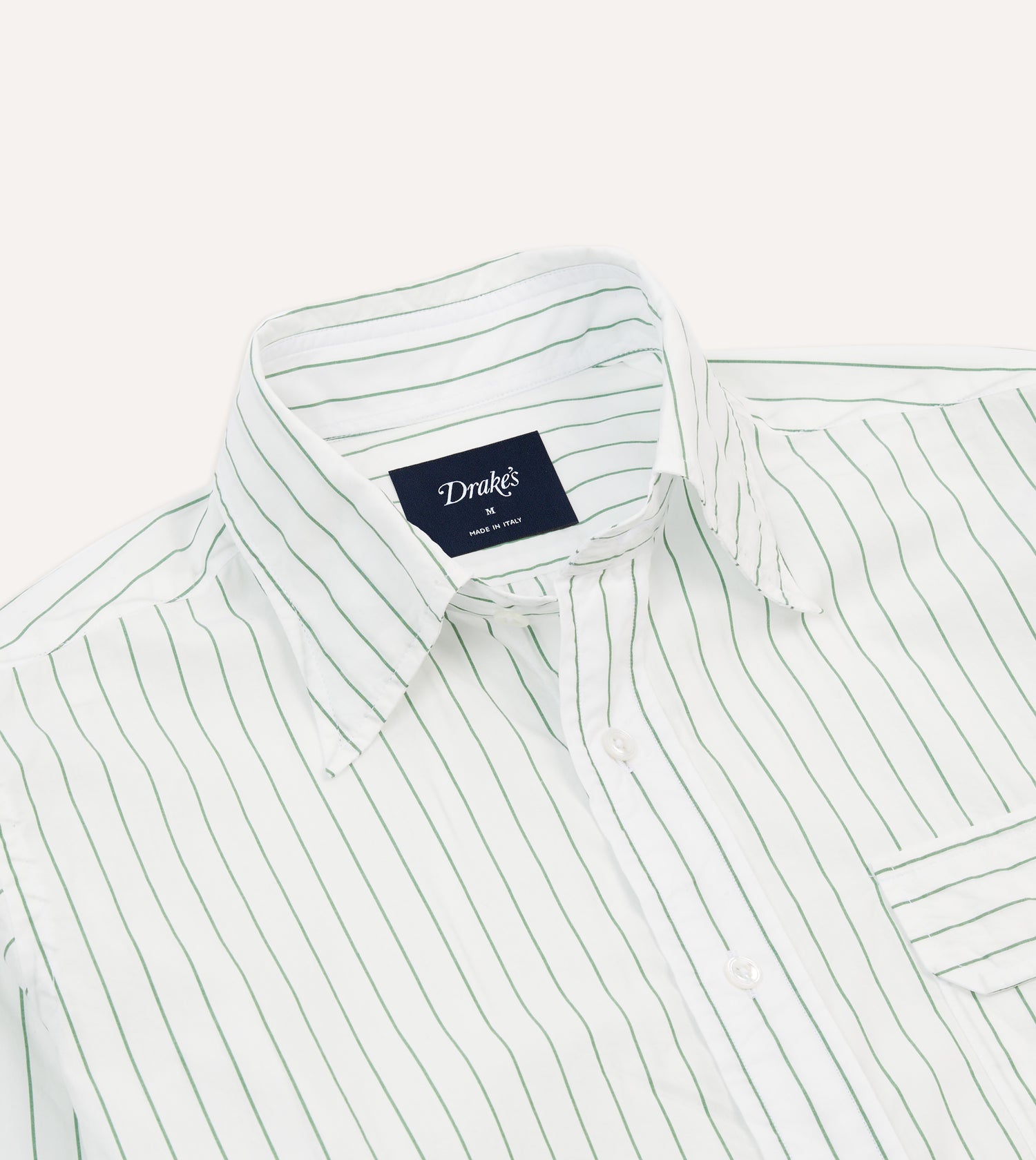 Green Pencil Stripe Cotton Long Point Collar Shirt