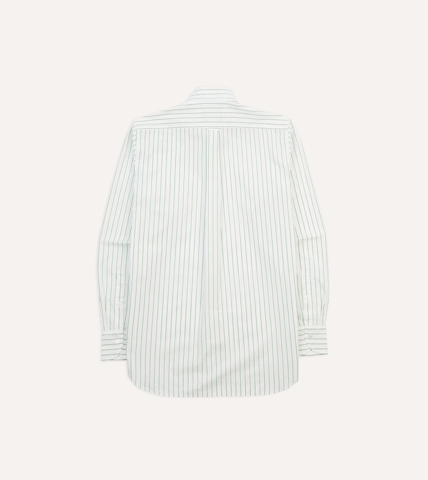 Green Pencil Stripe Cotton Long Point Collar Shirt