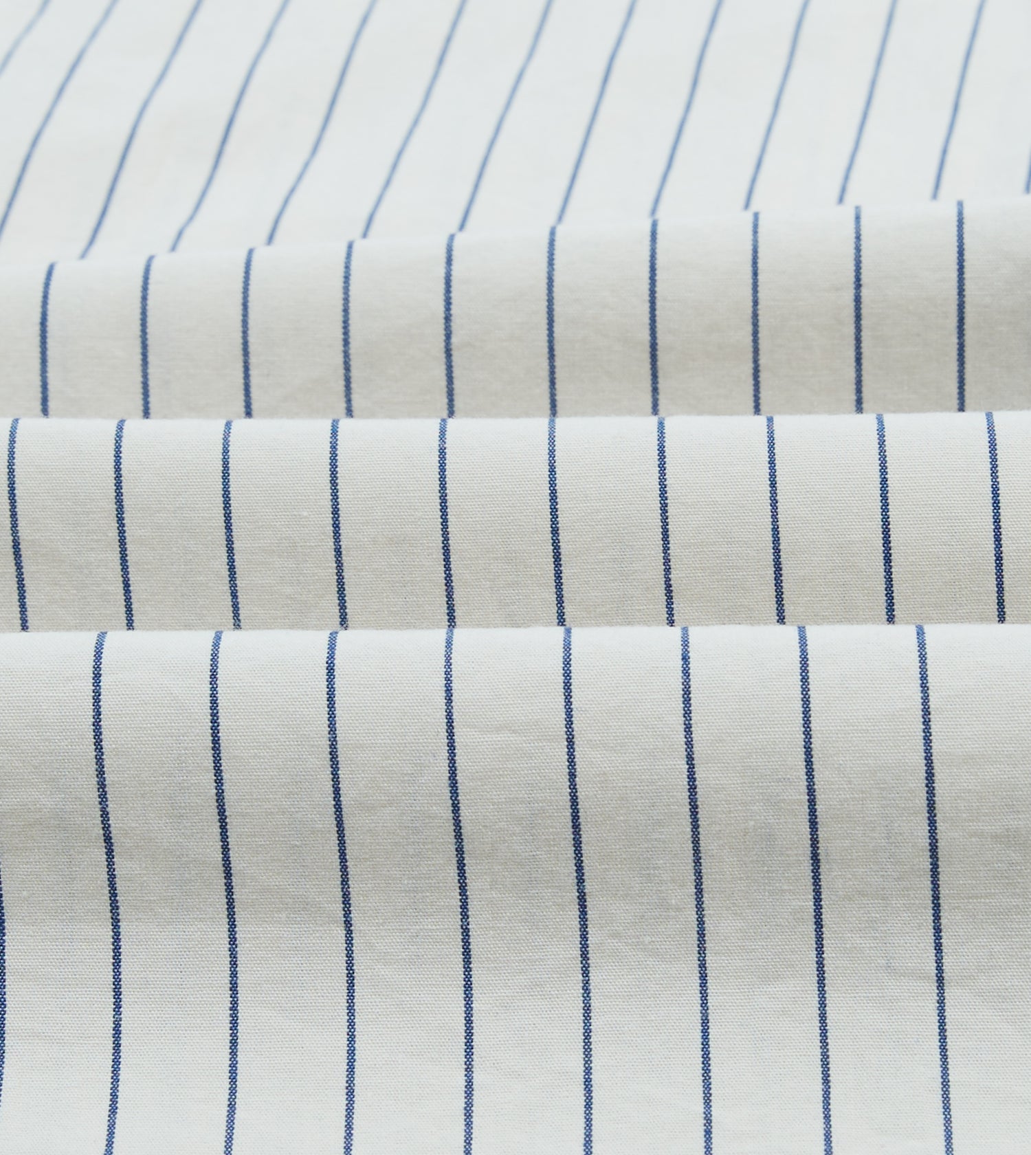 Navy Pencil Stripe Selvedge Cotton Long Point Collar Shirt