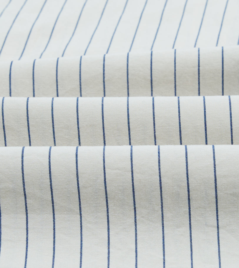 Navy Pencil Stripe Selvedge Cotton Long Point Collar Shirt