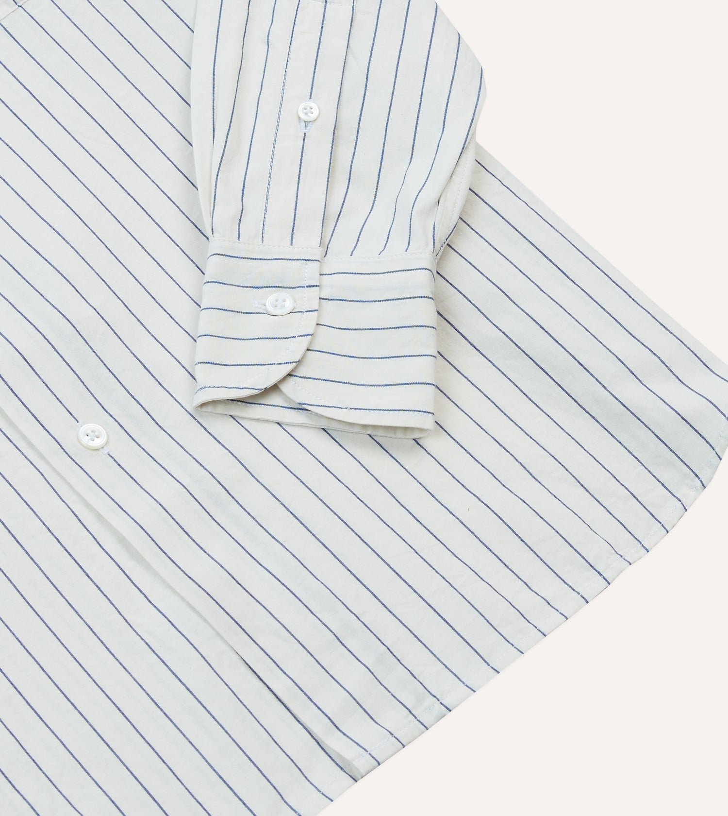 Navy Pencil Stripe Selvedge Cotton Long Point Collar Shirt