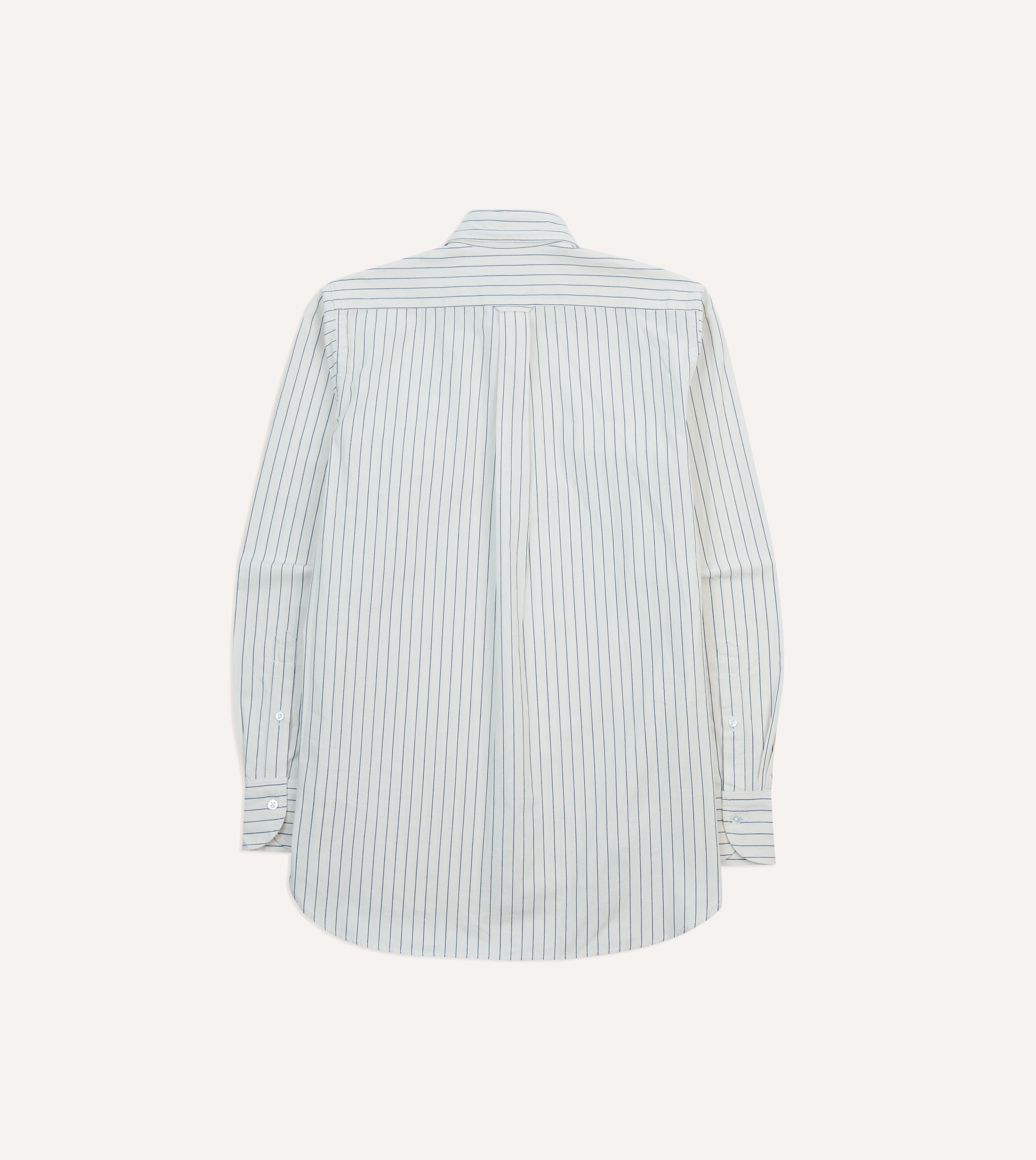 Navy Pencil Stripe Selvedge Cotton Long Point Collar Shirt