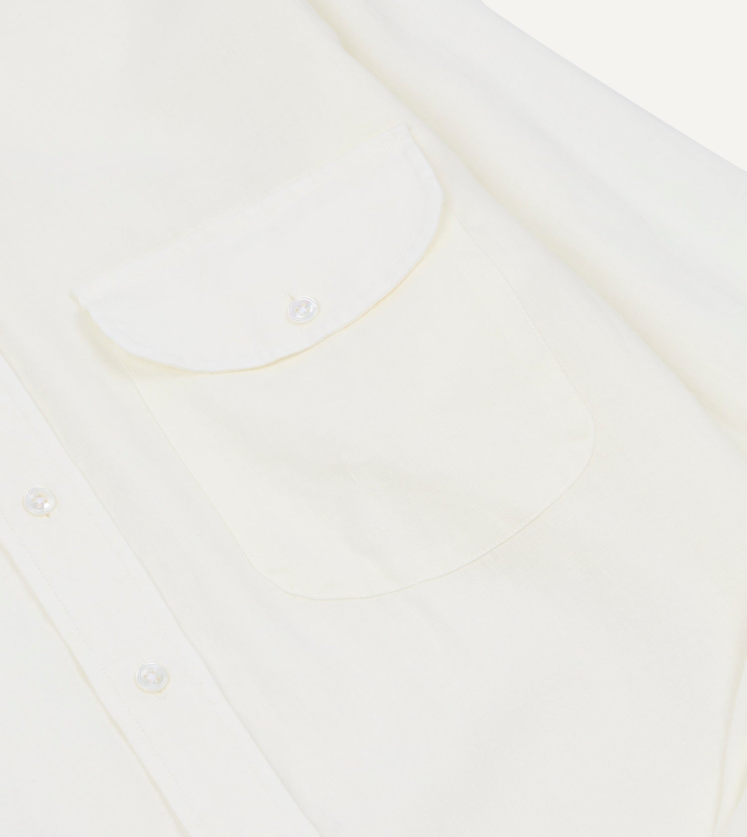 White Linen Button-Down Collar Shirt