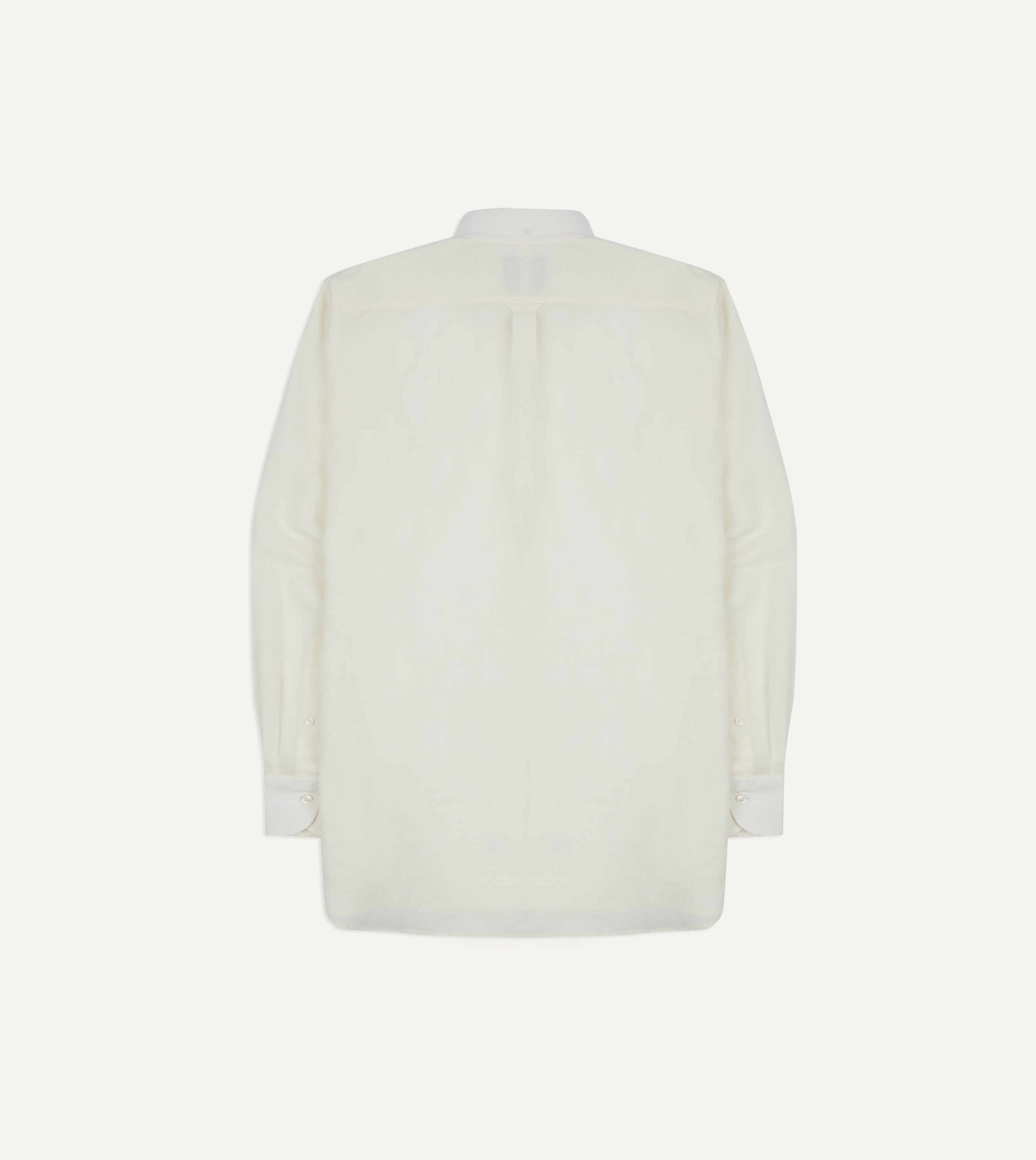 White Linen Button-Down Collar Shirt
