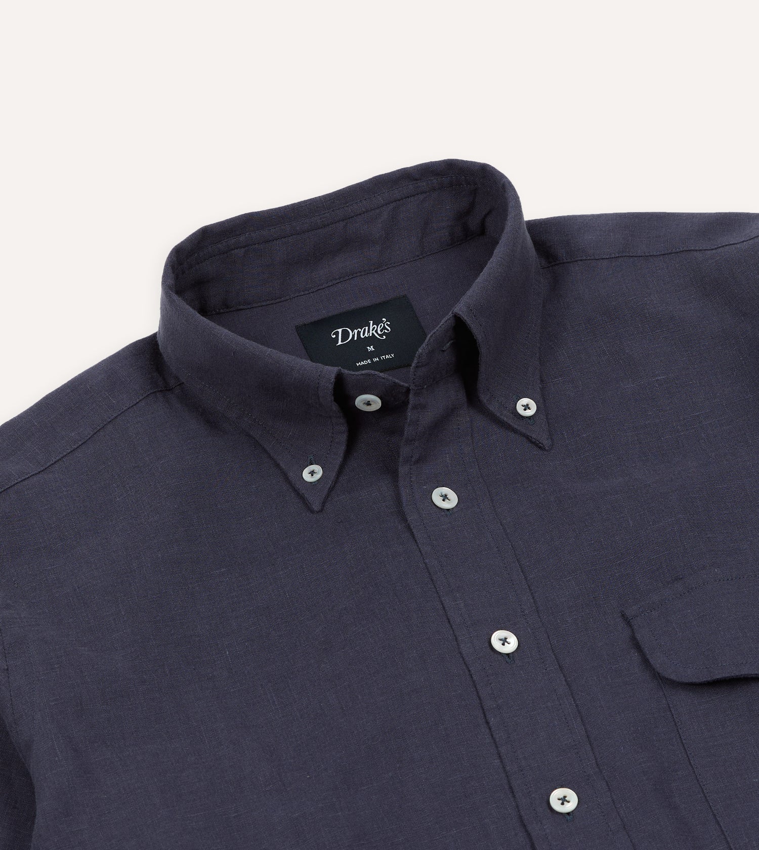 Navy Linen Button-Down Collar Shirt