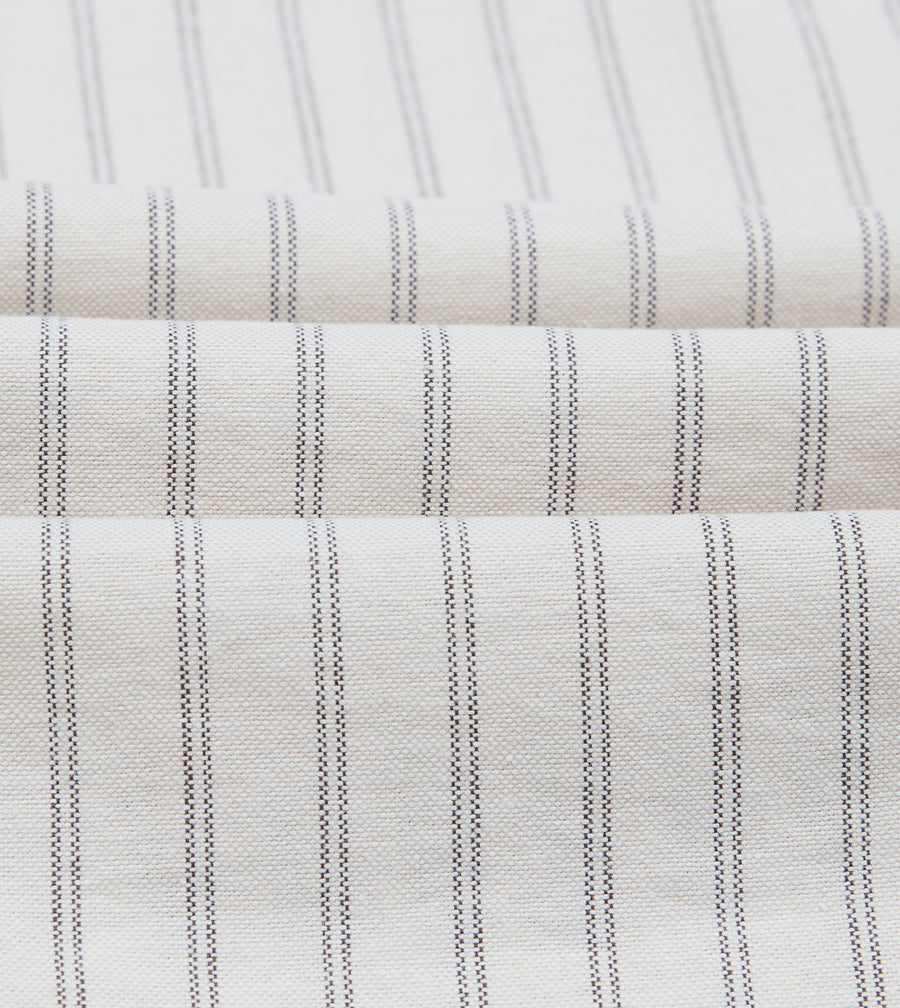 Ecru Stripe Cotton Oxford Cloth Pocket Button-Down Shirt