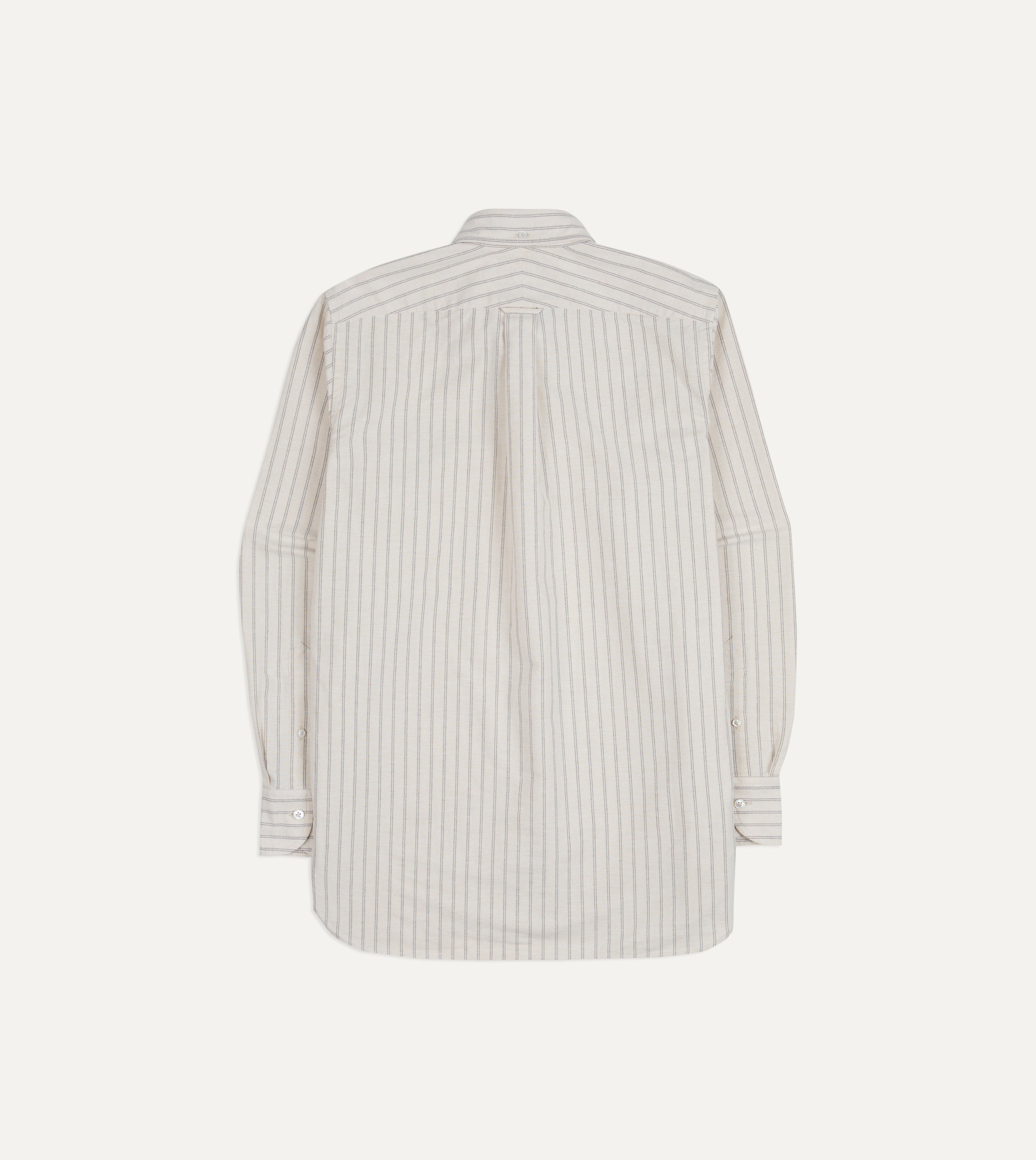 Ecru Stripe Cotton Oxford Cloth Pocket Button-Down Shirt