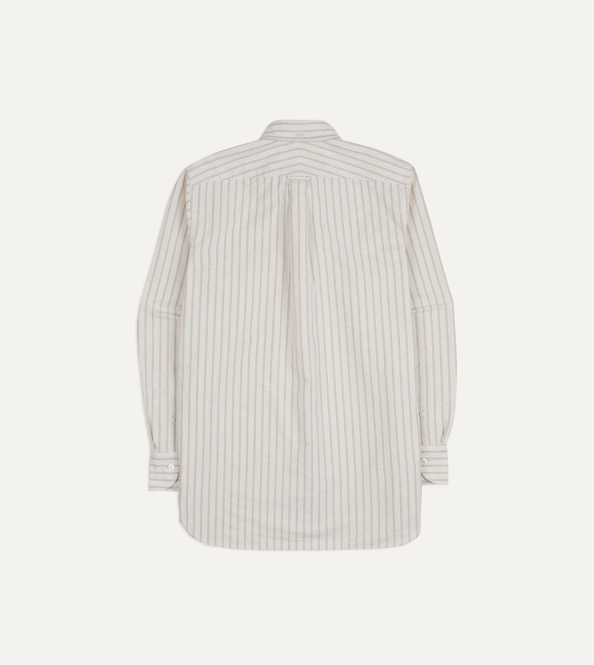 Ecru Stripe Cotton Oxford Cloth Pocket Button-Down Shirt
