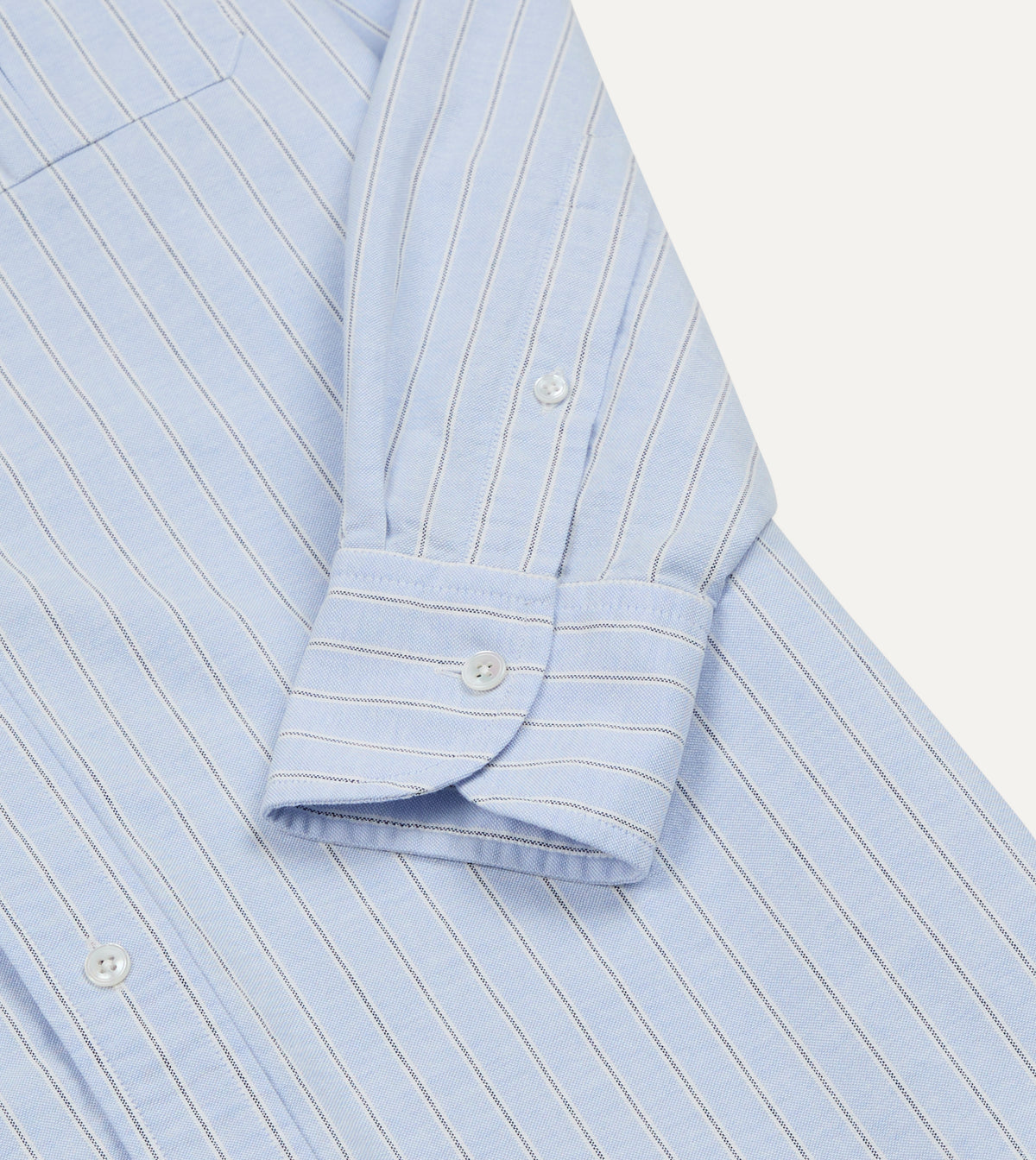 Blue Stripe Cotton Oxford Cloth Pocket Button-Down Shirt