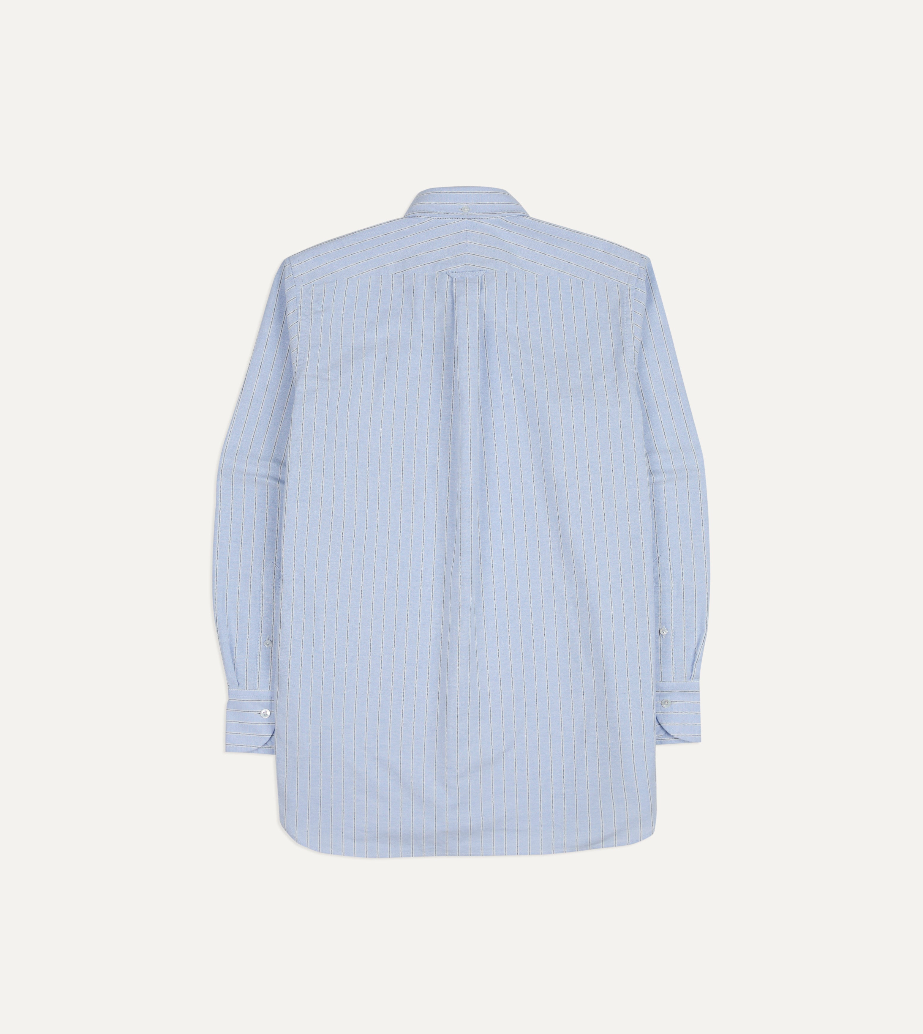 Blue Stripe Cotton Oxford Cloth Pocket Button-Down Shirt