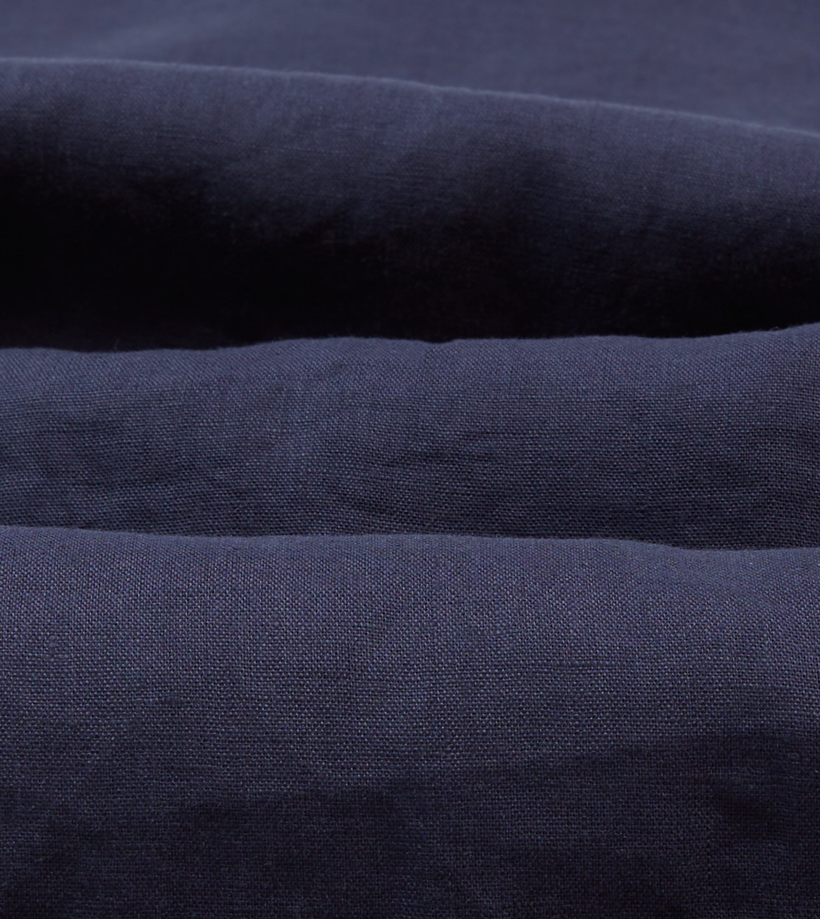 Navy Linen Short Sleeve Cuban Shirt