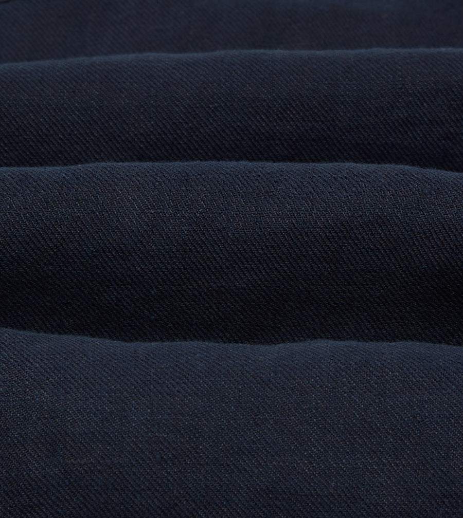 Navy Linen Twill Cuban Shirt
