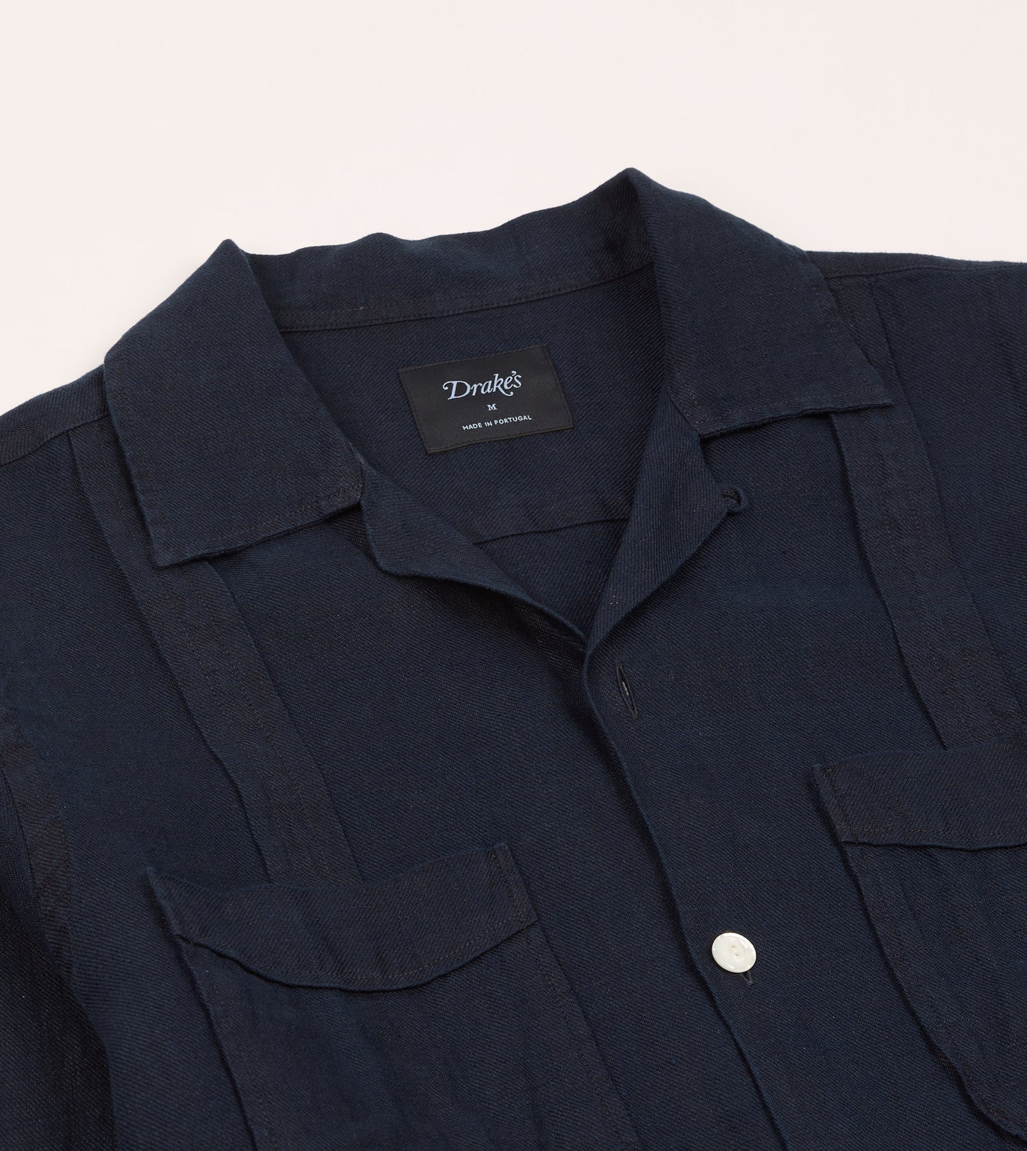 Navy Linen Twill Cuban Shirt