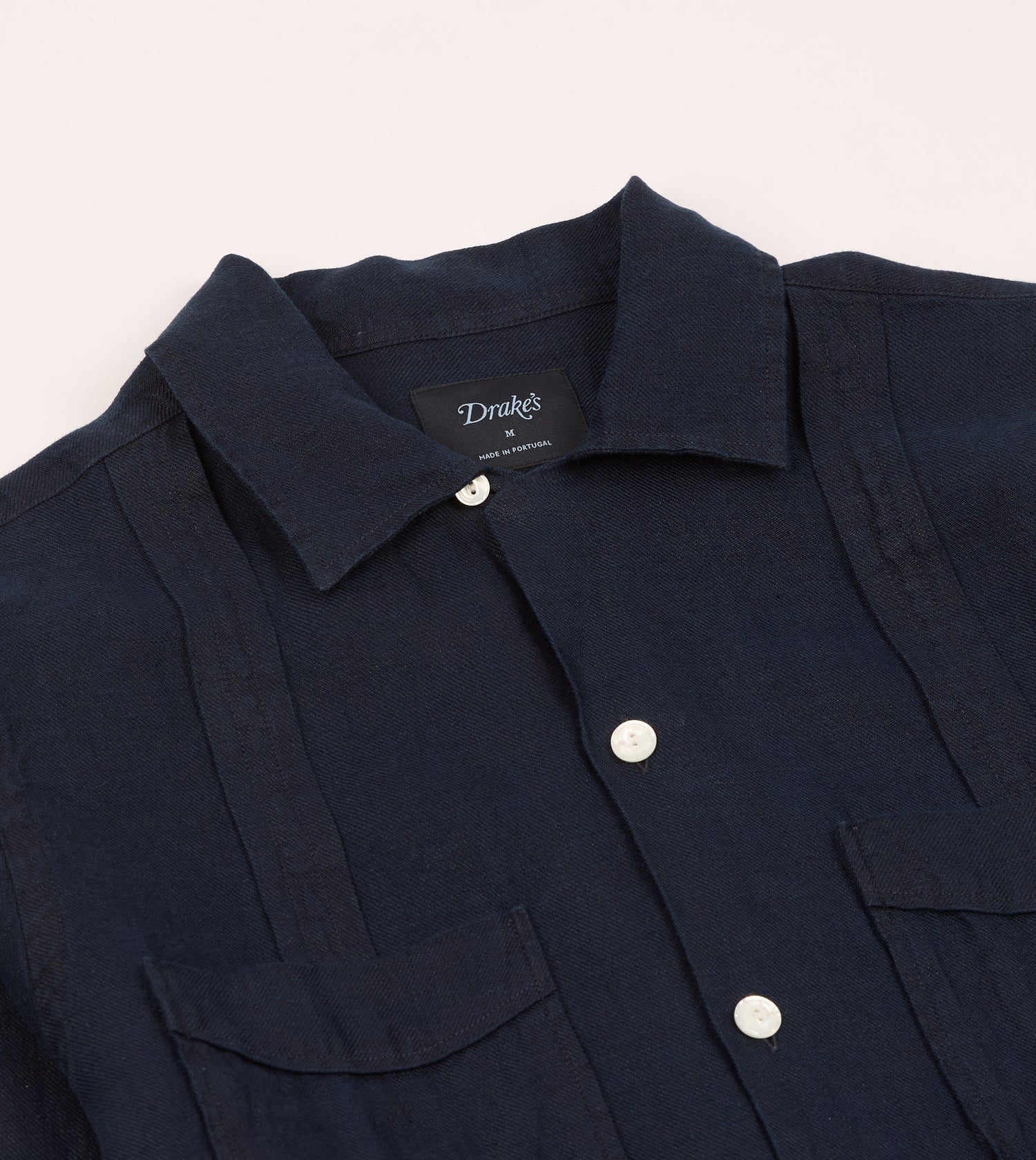 Navy Linen Twill Cuban Shirt