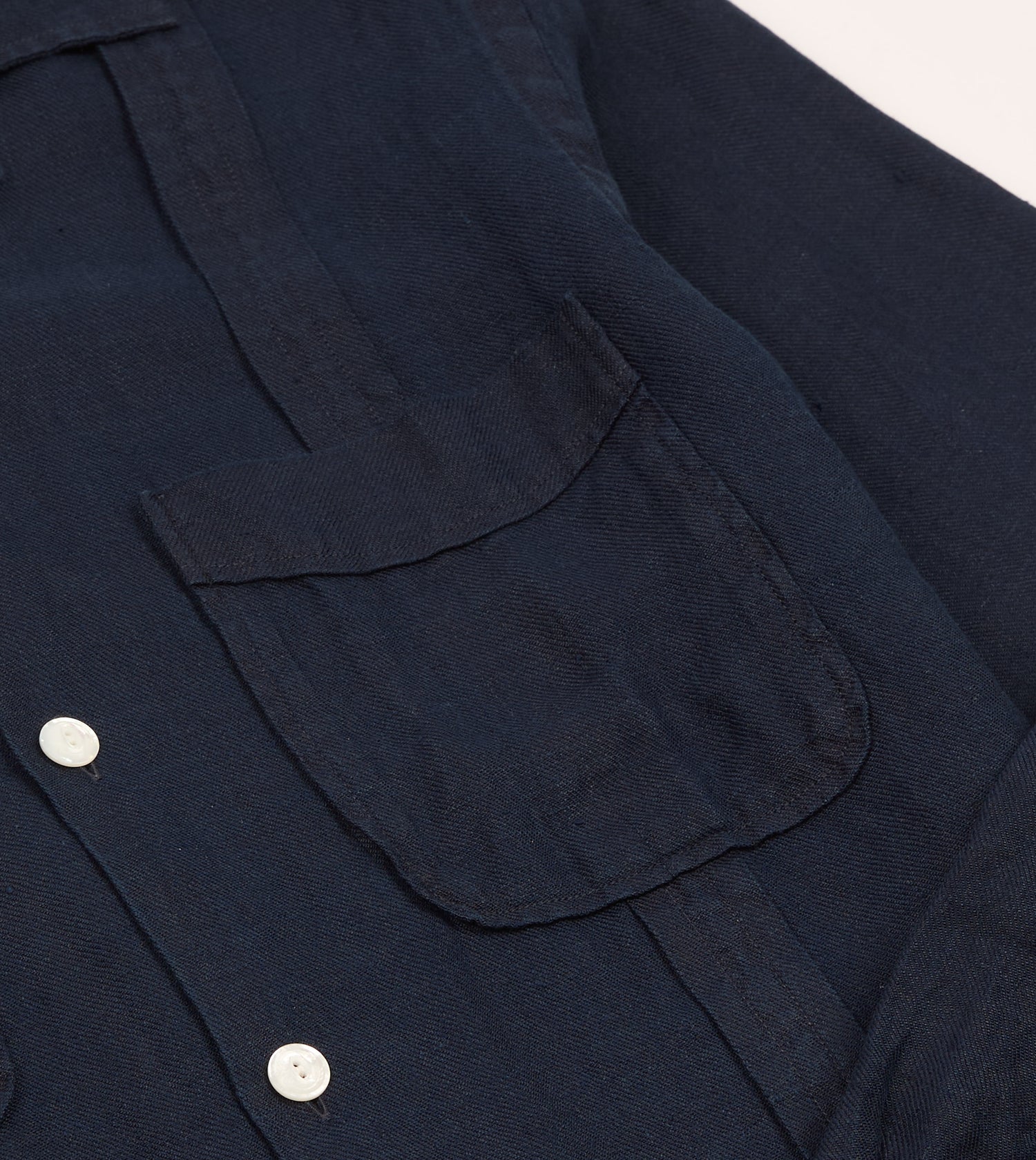 Navy Linen Twill Cuban Shirt