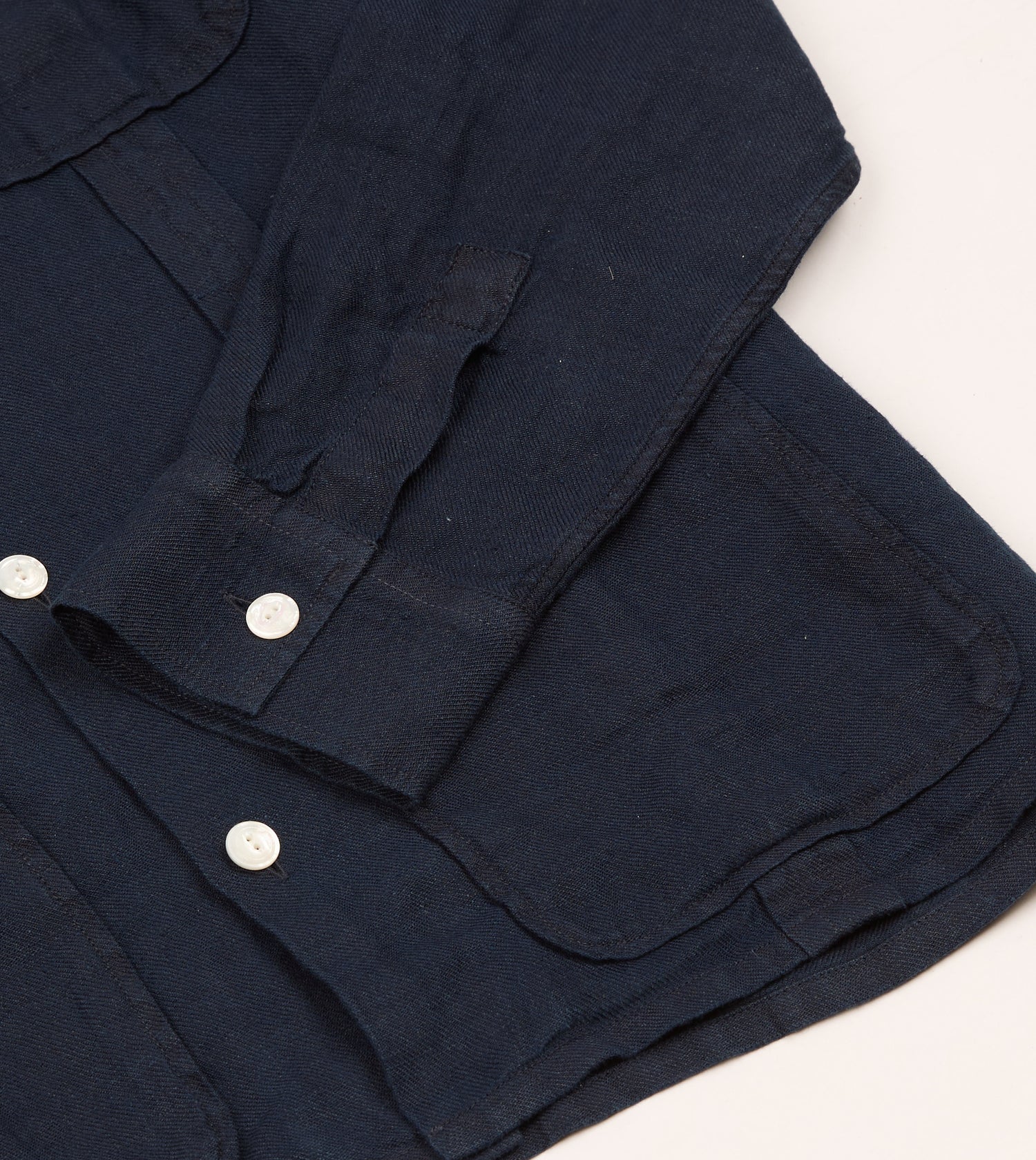 Navy Linen Twill Cuban Shirt
