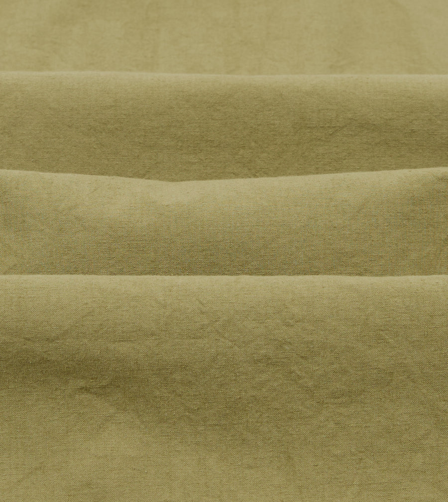 Khaki Cotton-Linen Crepe Cuban Shirt