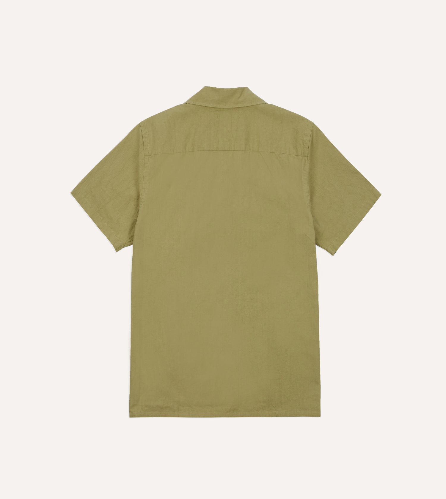 Khaki Cotton-Linen Crepe Cuban Shirt