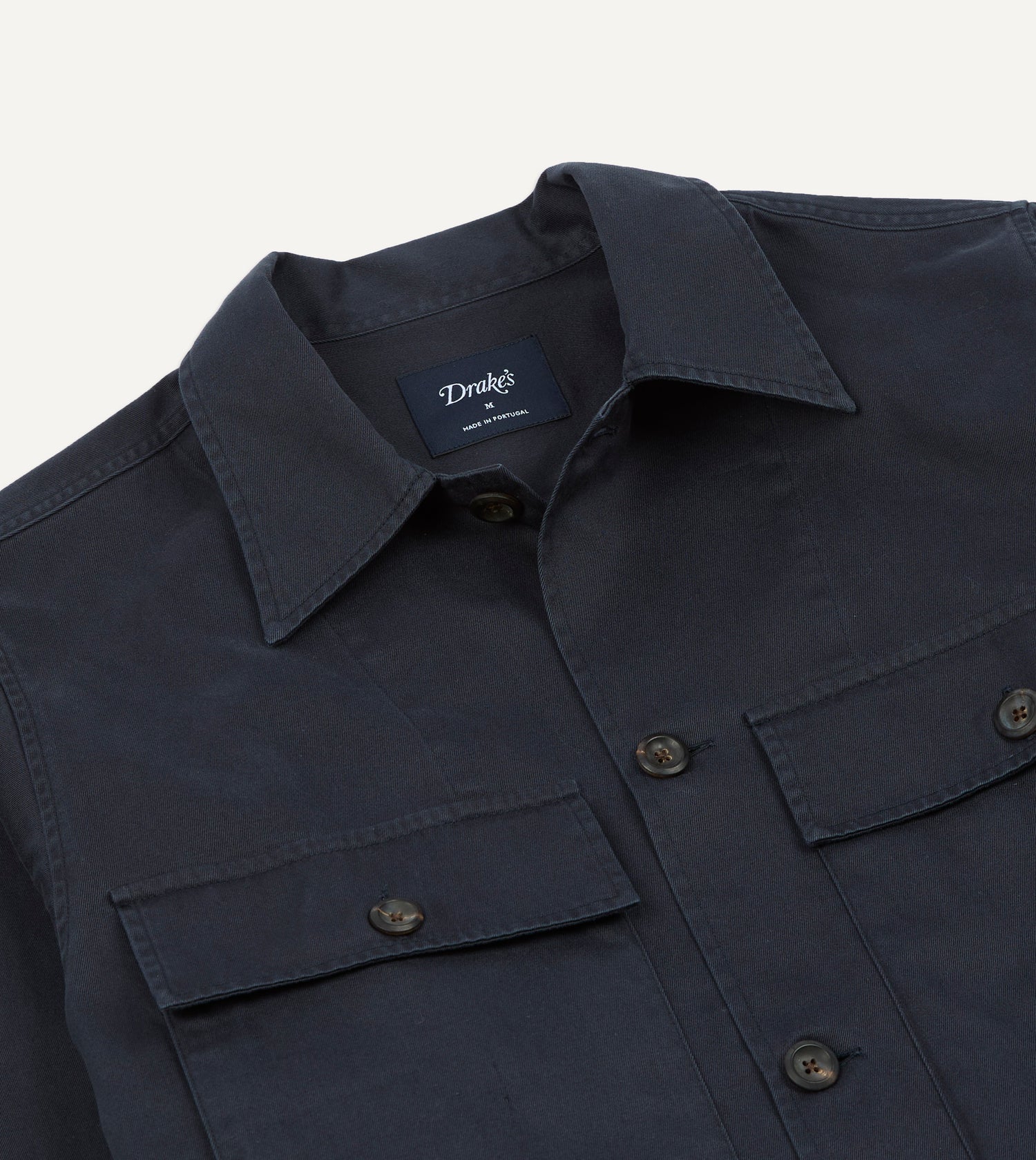Navy Stone Wash Cotton Military Overshirt