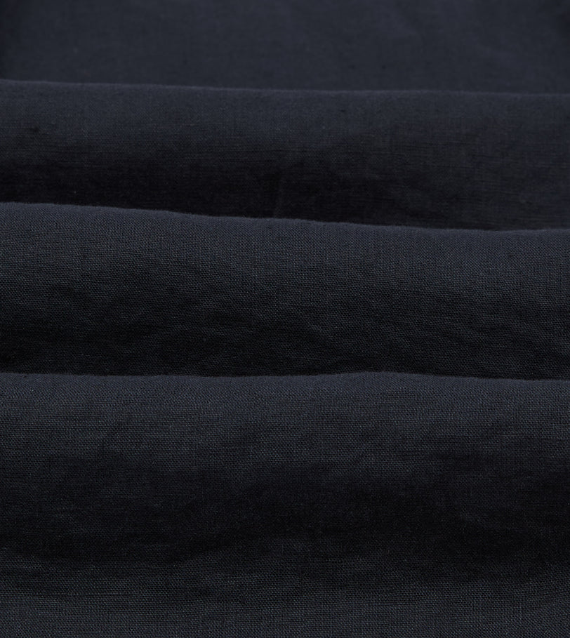 Navy Linen Pintuck Military Shirt