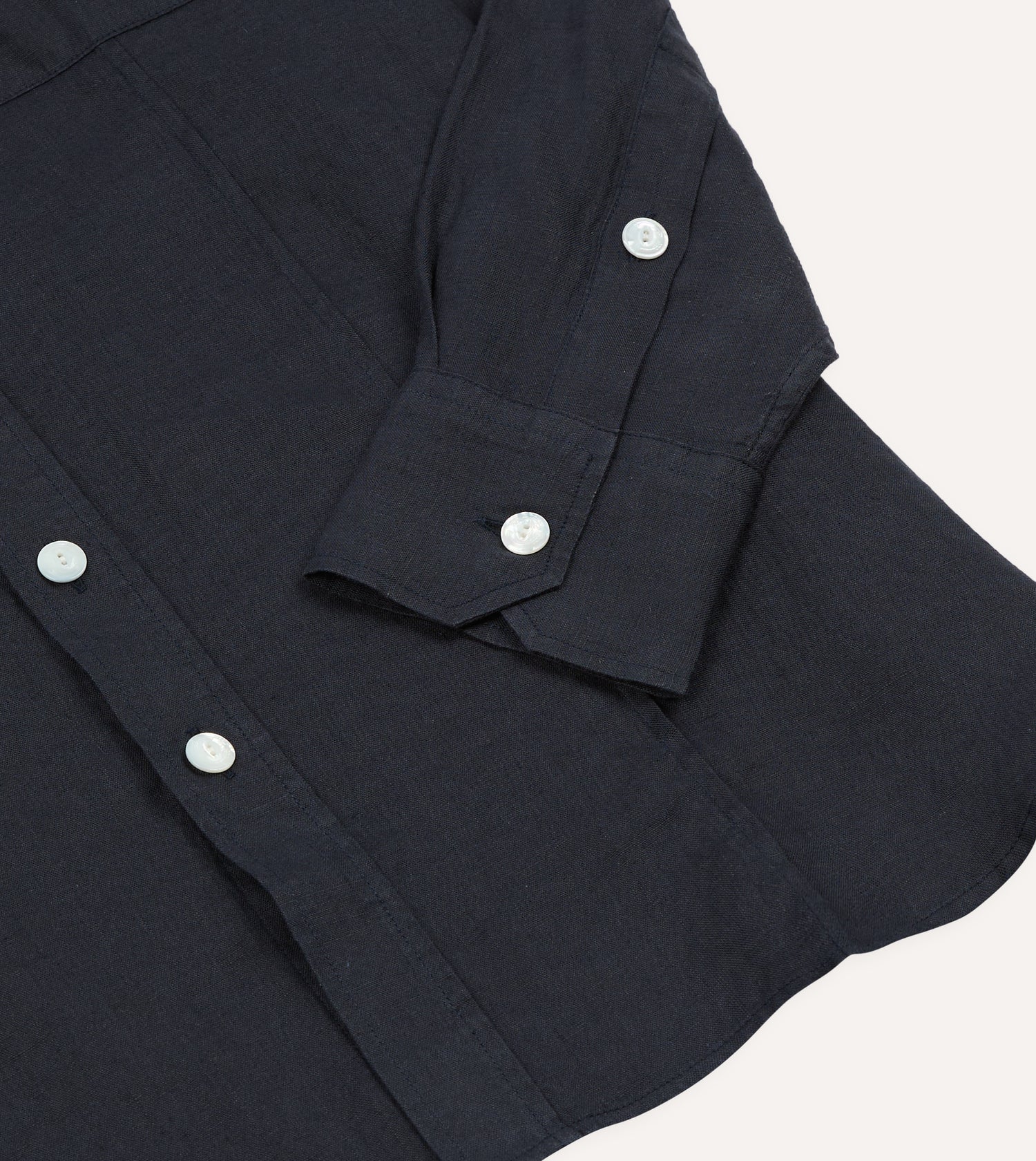 Navy Linen Pintuck Military Shirt