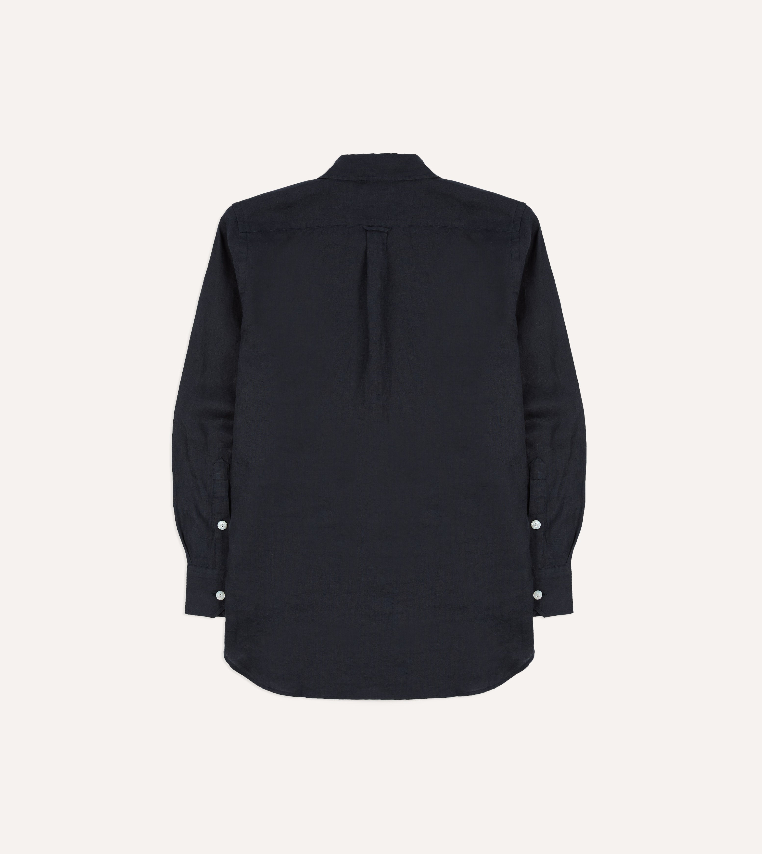 Navy Linen Pintuck Military Shirt