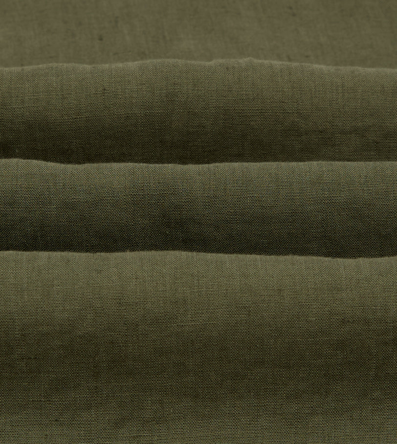 Khaki Linen Pintuck Military Shirt