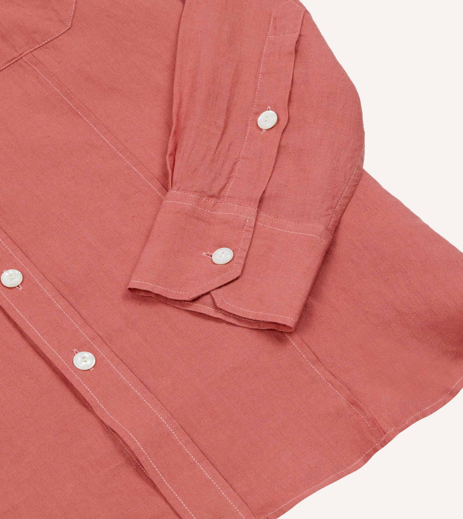 Pink Linen Pintuck Military Shirt