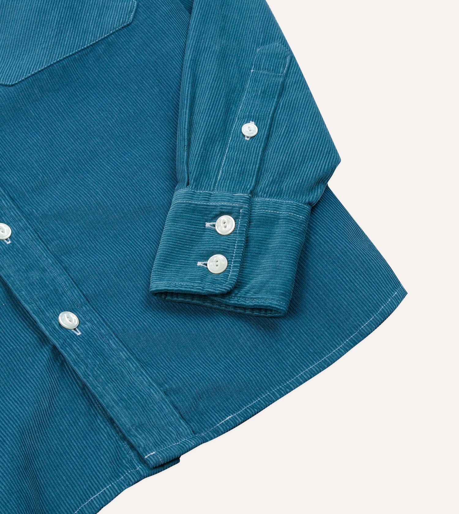 Turquoise Corduroy Two-Pocket Western Shirt