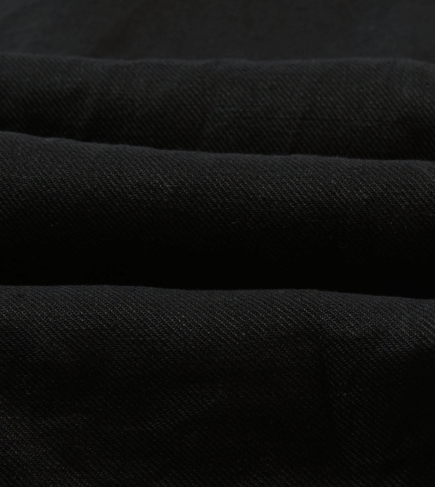 Black Linen Twill Two-Pocket Western Shirt