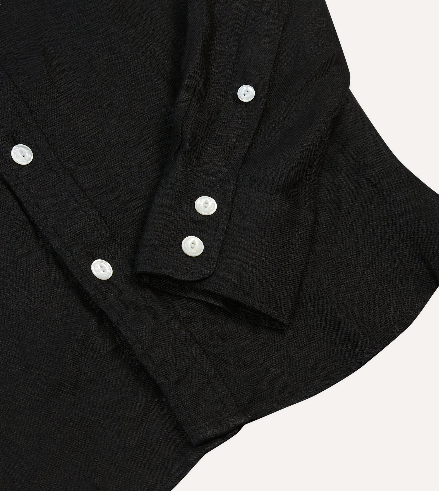 Black Linen Twill Two-Pocket Western Shirt